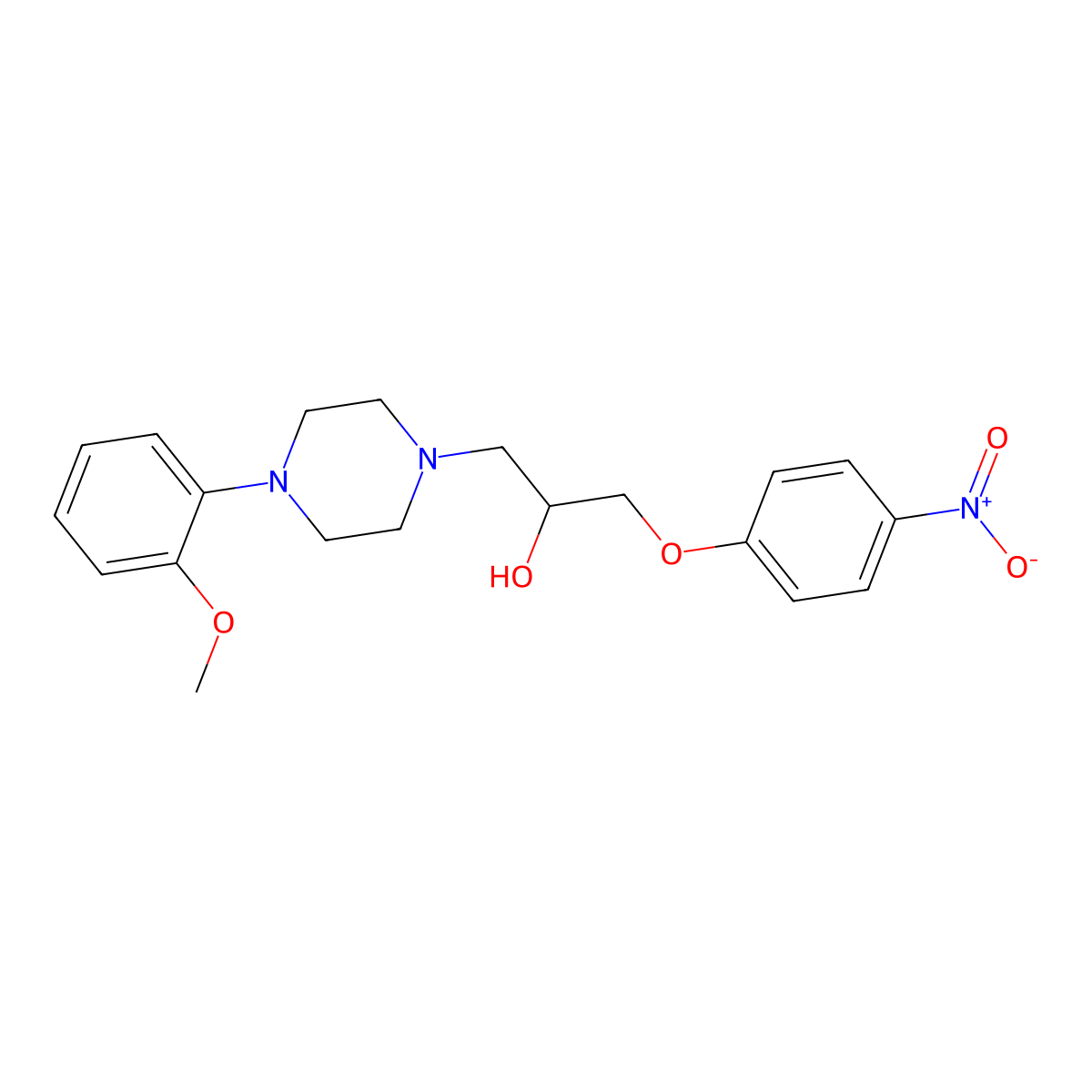 4-(2-Methoxyphenyl)-alpha-((4-nitrophenoxy)methyl)-1-piperazineethanol molecular structure, CAS 64511-29-1