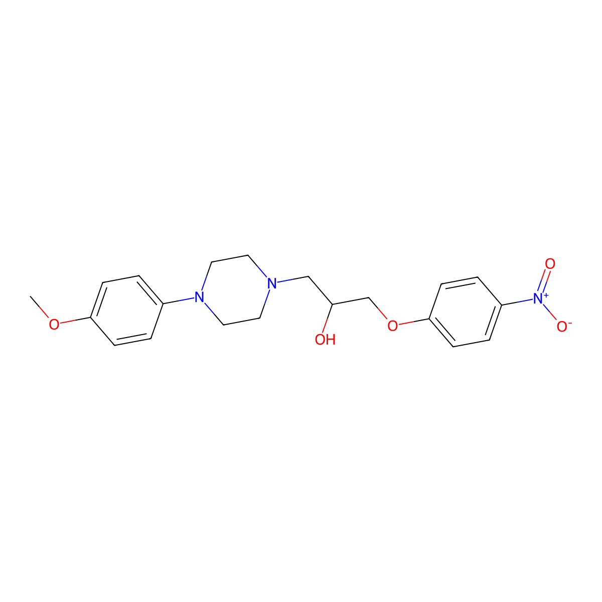4-(4-Methoxyphenyl)-alpha-((4-nitrophenoxy)methyl)-1-piperazineethanol molecular structure, CAS 64511-33-7