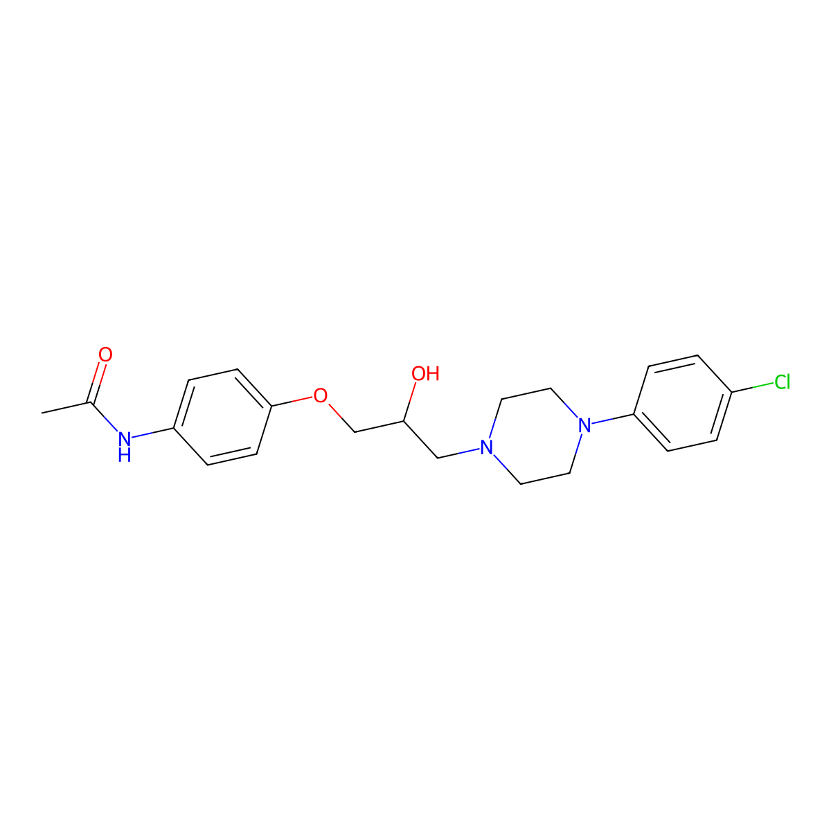 N-(4-(3-(4-(4-Chlorophenyl)-1-piperazinyl)-2-hydroxypropoxy)phenyl)acetamide molecular structure, CAS 64511-38-2