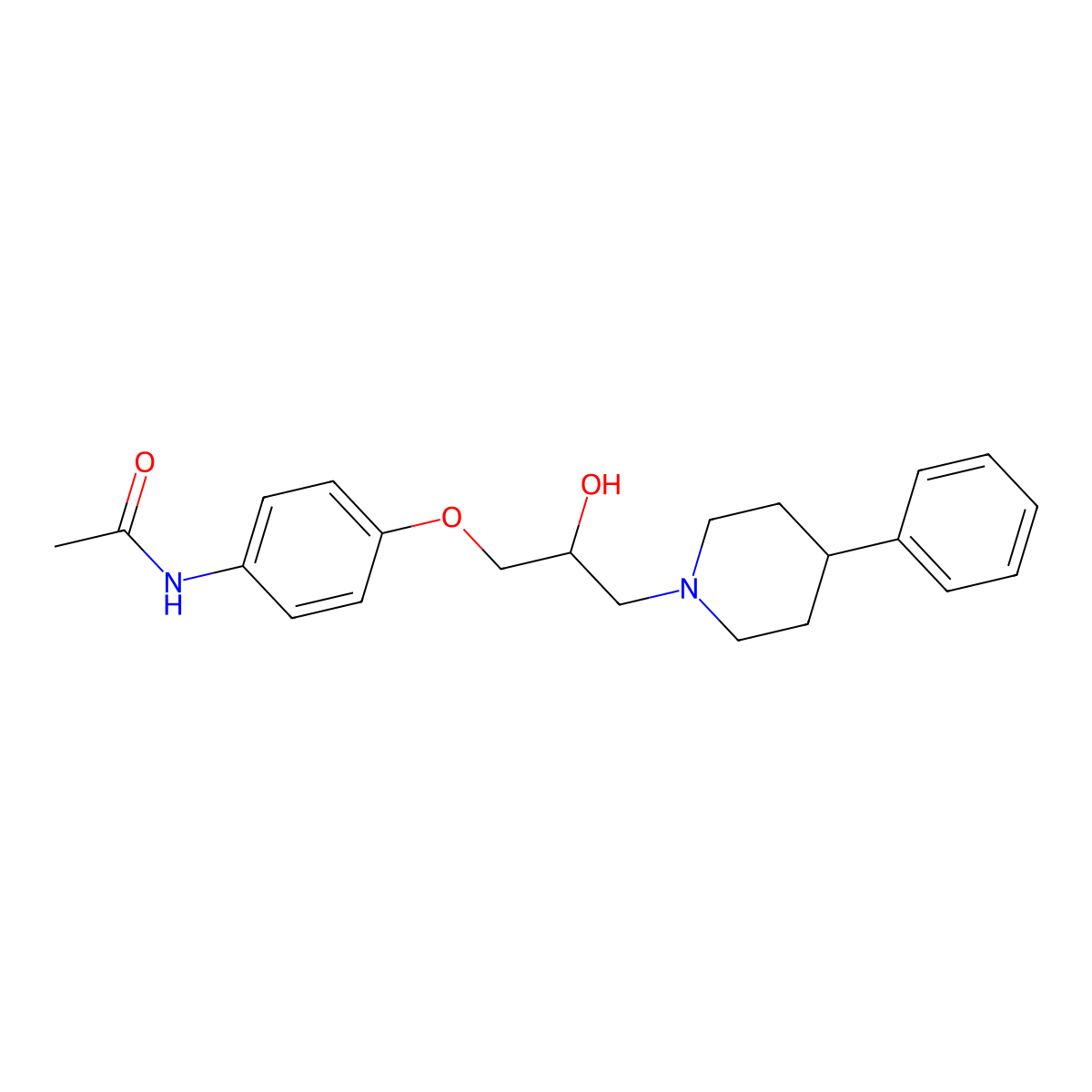 Acetamide, N-(4-(2-hydroxy-3-(4-phenyl-1-piperidinyl)propoxy)phenyl)- molecular structure, CAS 64511-69-9
