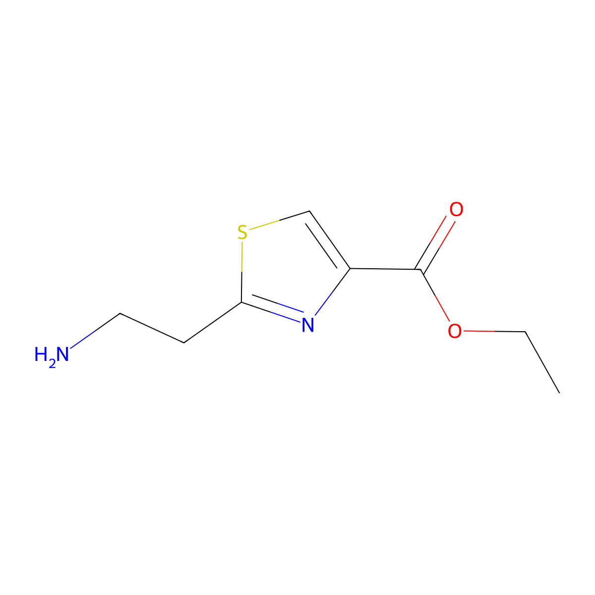 Ethyl 2-(2-aminoethyl)-1,3-thiazole-4-carboxylate molecular structure, CAS 64515-80-6