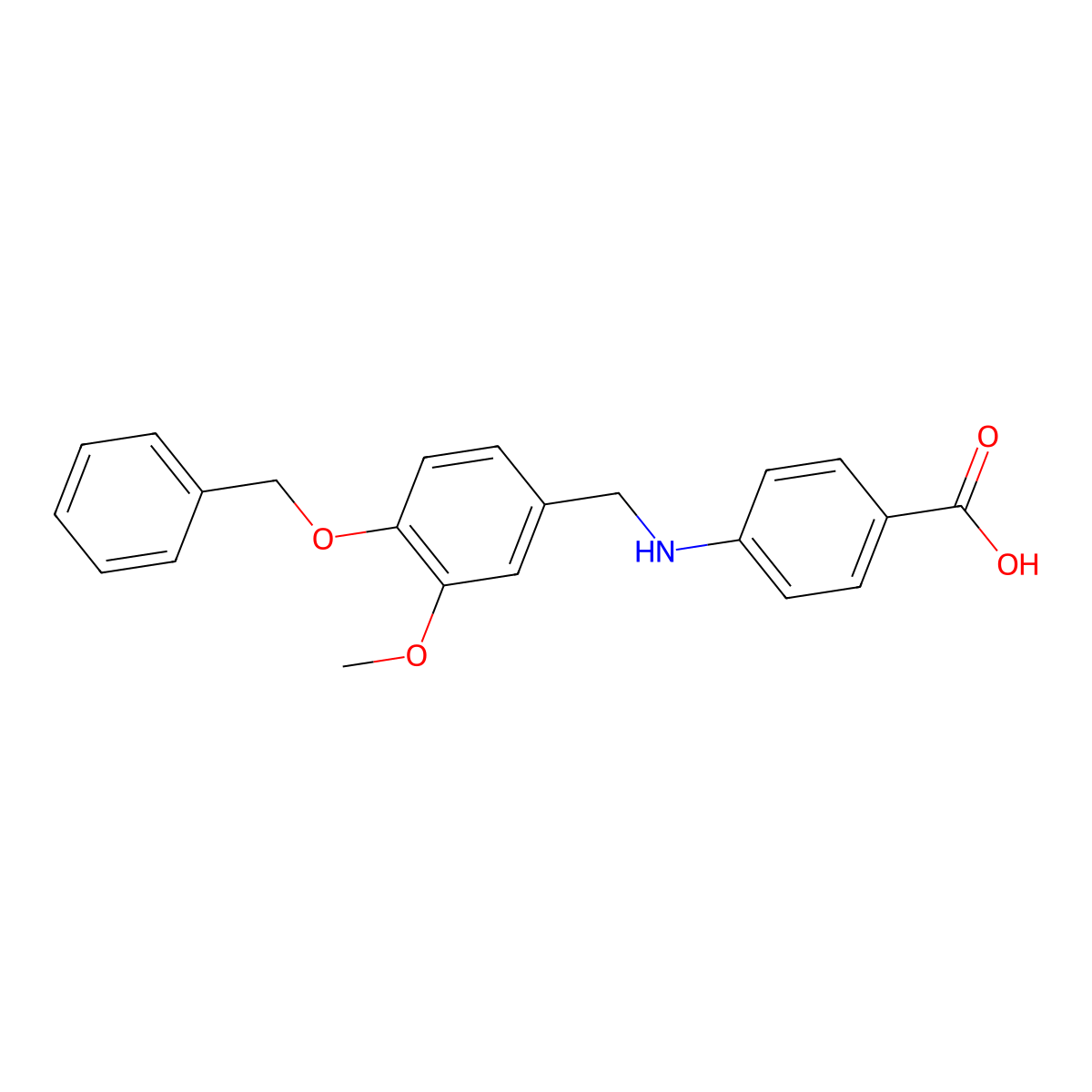 4-((4-(Benzyloxy)-3-methoxybenzyl)amino)benzoic acid molecular structure, CAS 64518-68-9
