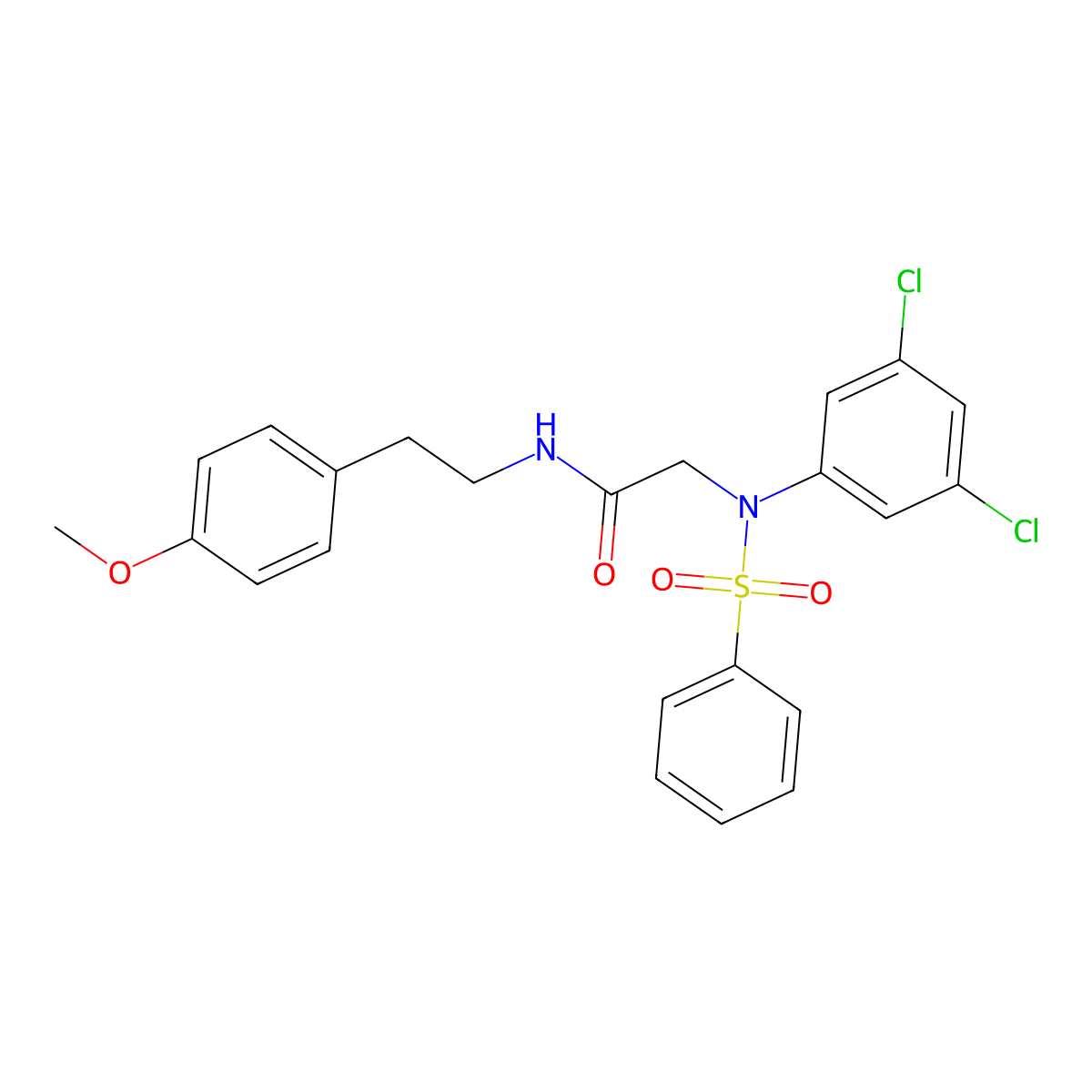 2-[N-(benzenesulfonyl)-3,5-dichloroanilino]-N-[2-(4-methoxyphenyl)ethyl]acetamide molecular structure, CAS 6452-20-6