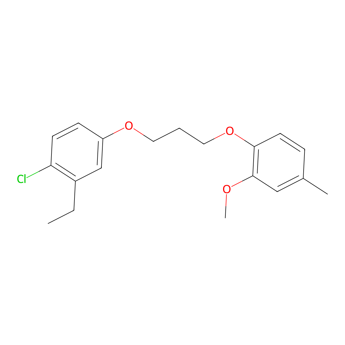 1-Chloro-2-ethyl-4-[3-(2-methoxy-4-methylphenoxy)propoxy]benzene molecular structure, CAS 6452-43-3