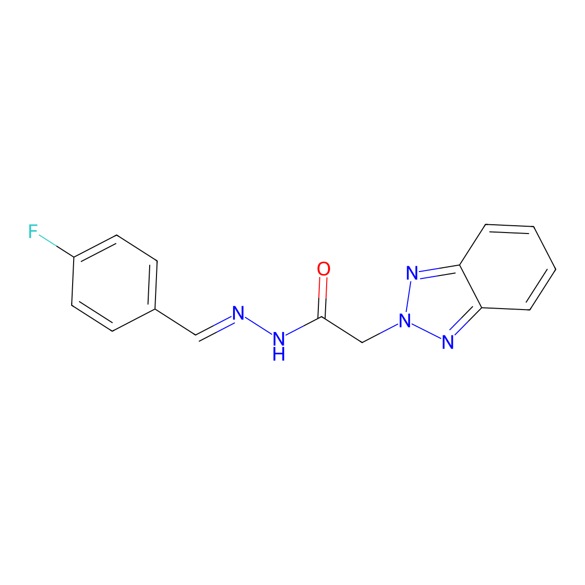2-(benzotriazol-2-yl)-N-[(4-fluorophenyl)methylideneamino]acetamide molecular structure, CAS 6452-48-8