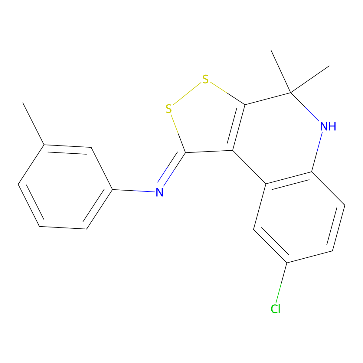 8-chloro-4,4-dimethyl-N-(3-methylphenyl)-5H-dithiolo[3,4-c]quinolin-1-imine molecular structure, CAS 6452-50-2