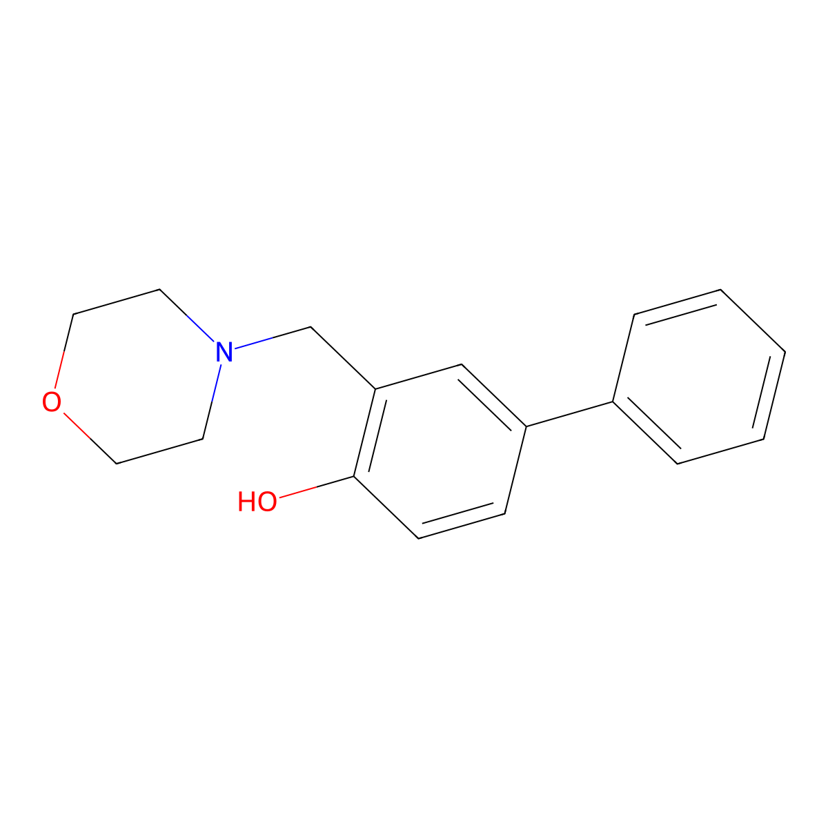 (1,1'-Biphenyl)-4-ol, 3-(4-morpholinylmethyl)- molecular structure, CAS 6452-87-5