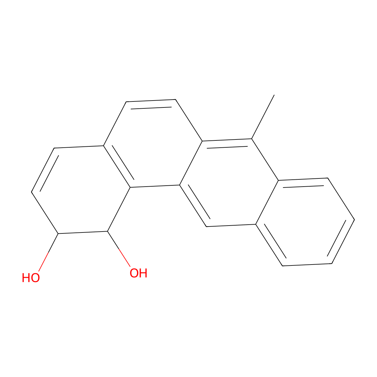 BENZ(a)ANTHRACENE, 1,2-DIHYDRO-1,2-DIHYDROXY-7-METHYL-, (E)- molecular structure, CAS 64521-13-7