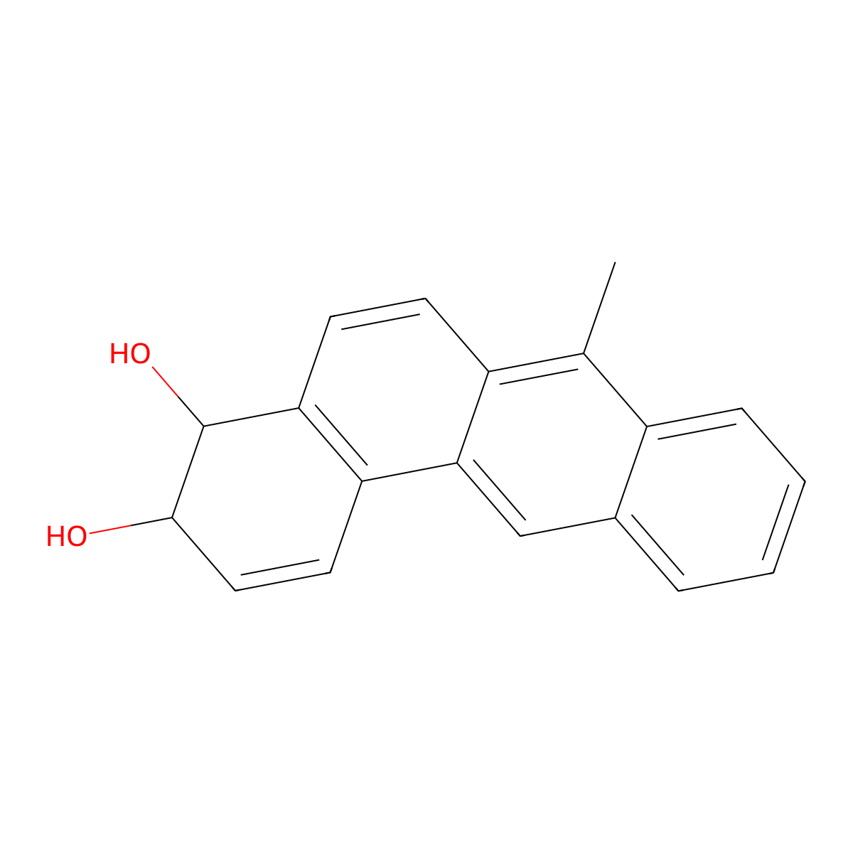 BENZ(a)ANTHRACENE, 3,4-DIHYDRO-3,4-DIHYDROXY-7-METHYL-, trans- molecular structure, CAS 64521-14-8