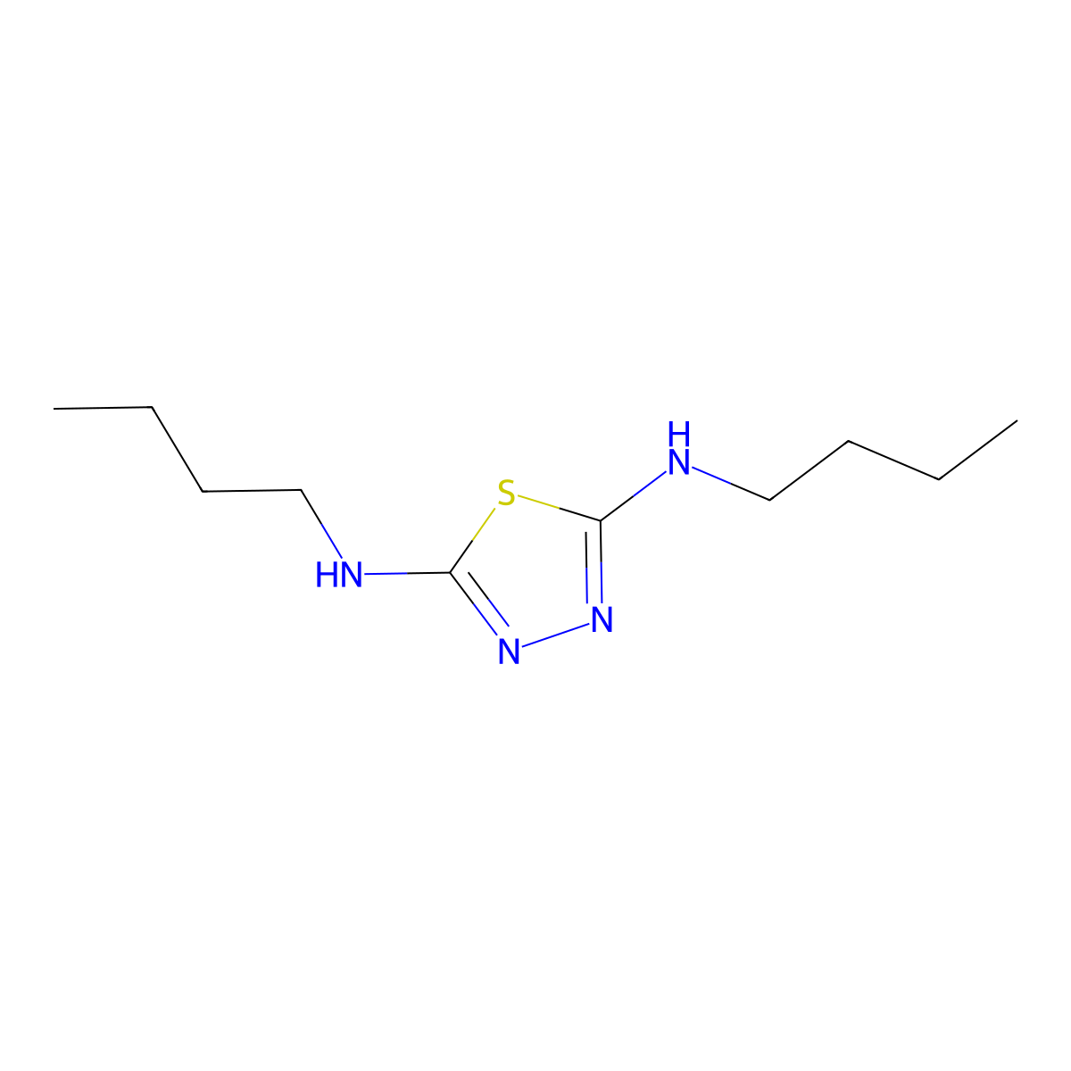 2-N,5-N-dibutyl-1,3,4-thiadiazole-2,5-diamine molecular structure, CAS 64524-60-3