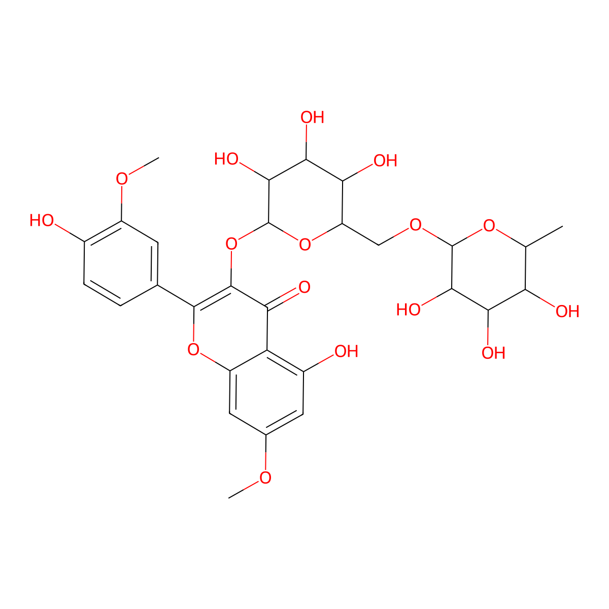 Rhamnazin 3-rutinoside molecular structure, CAS 64527-08-8