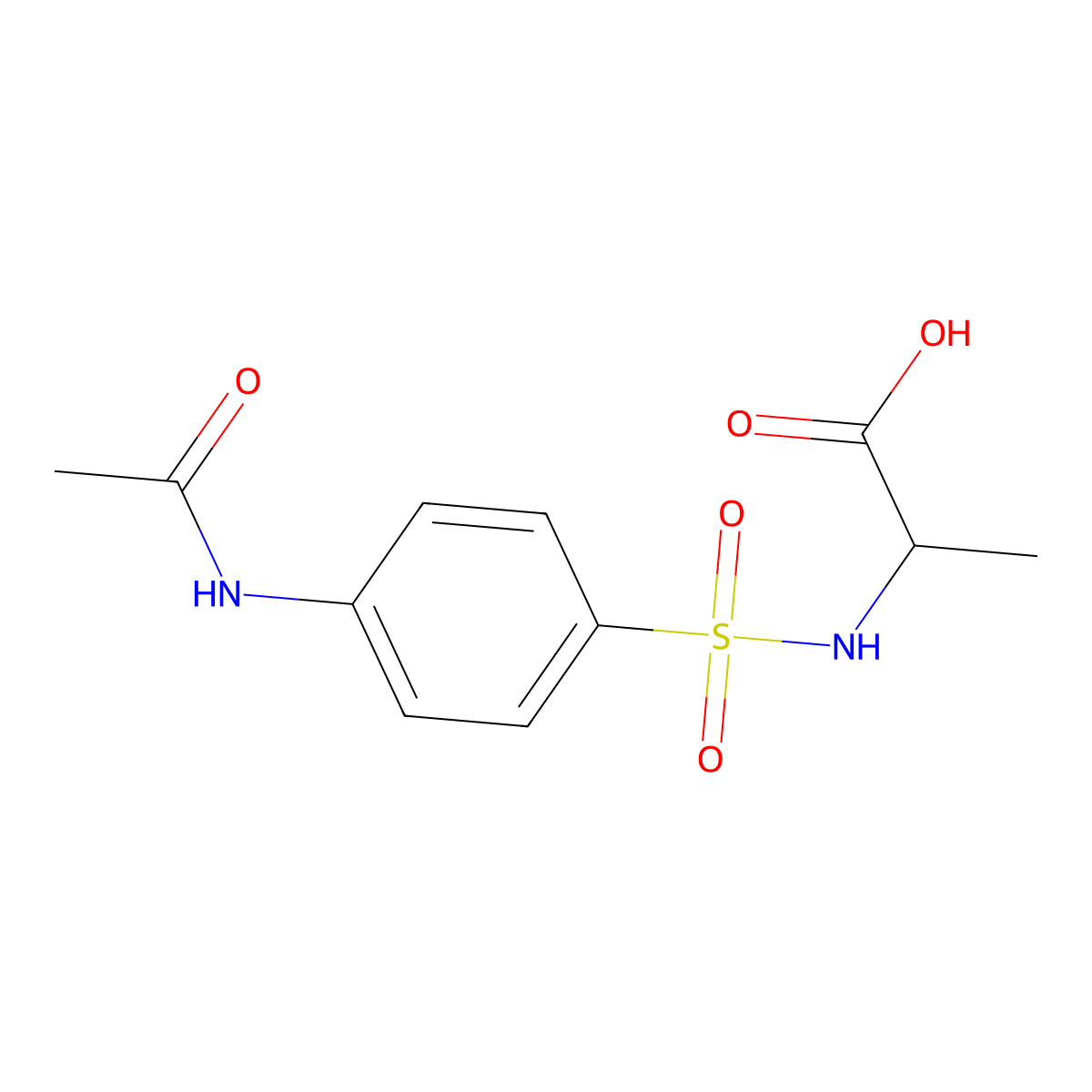 (2S)-2-[(4-acetamidophenyl)sulfonylamino]propanoic acid molecular structure, CAS 64527-17-9