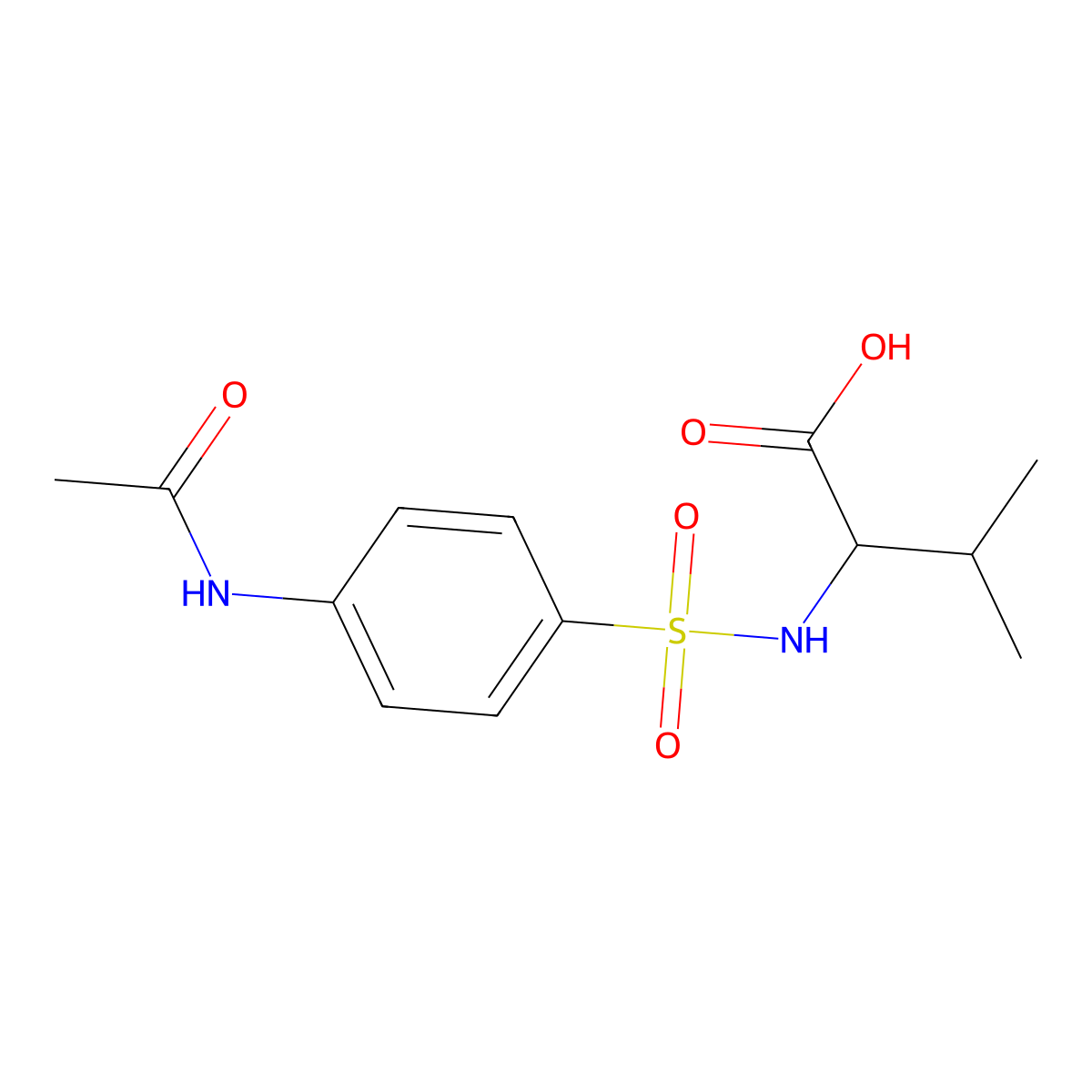 N-[[4-(Acetylamino)phenyl]sulfonyl]-L-valine molecular structure, CAS 64527-18-0