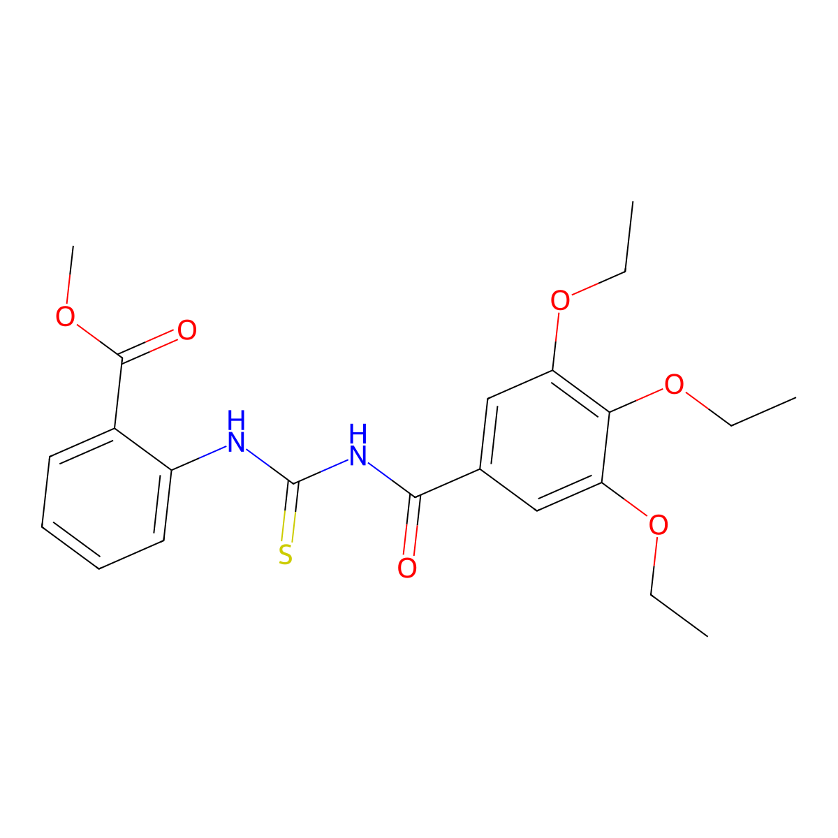 Methyl 2-({[(3,4,5-triethoxyphenyl)carbonyl]carbamothioyl}amino)benzoate molecular structure, CAS 6453-51-6