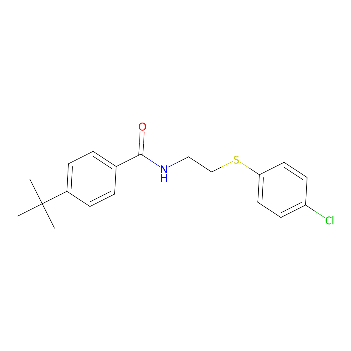 4-tert-butyl-N-[2-(4-chlorophenyl)sulfanylethyl]benzamide molecular structure, CAS 6453-77-6