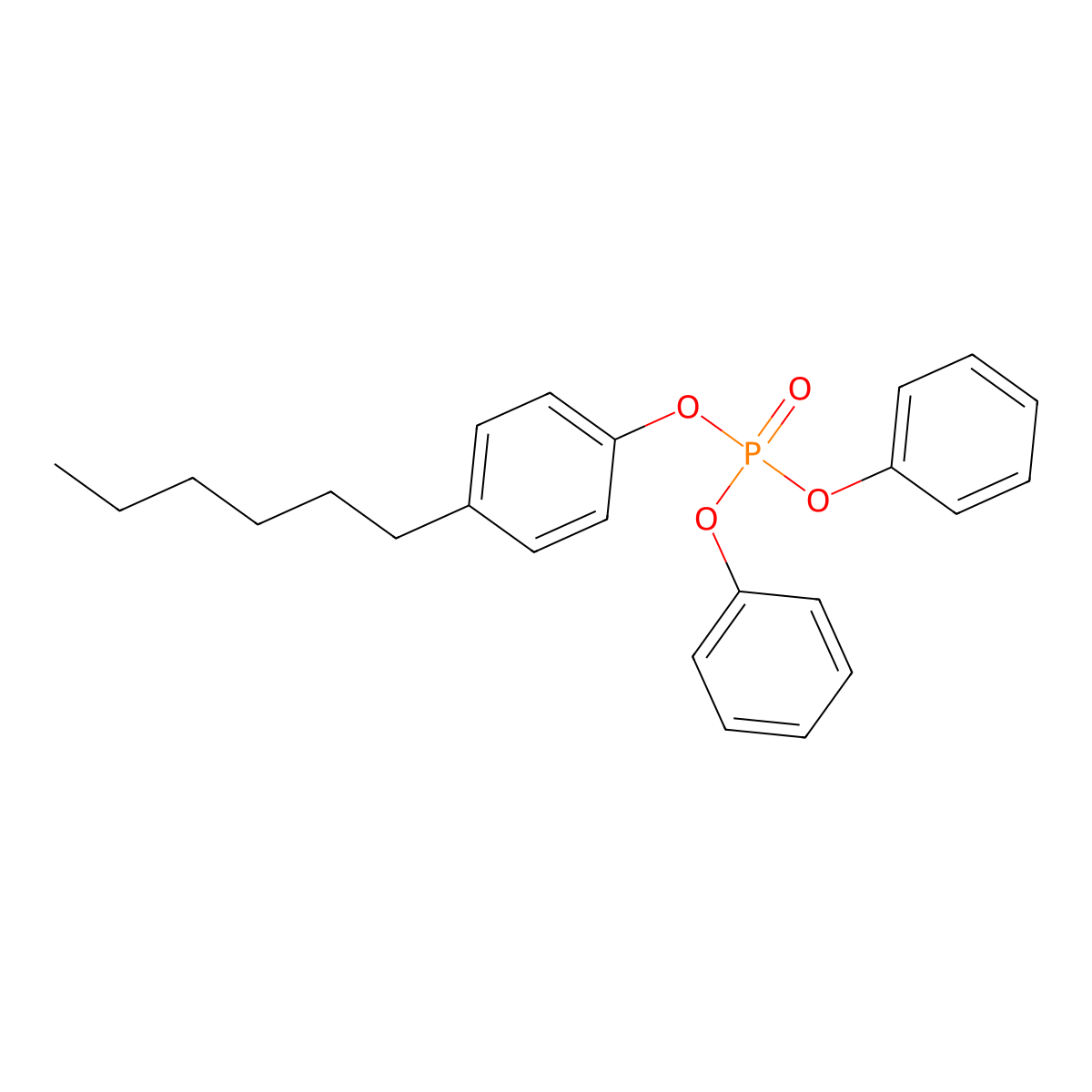 4-Hexylphenyl diphenyl phosphate molecular structure, CAS 64532-96-3
