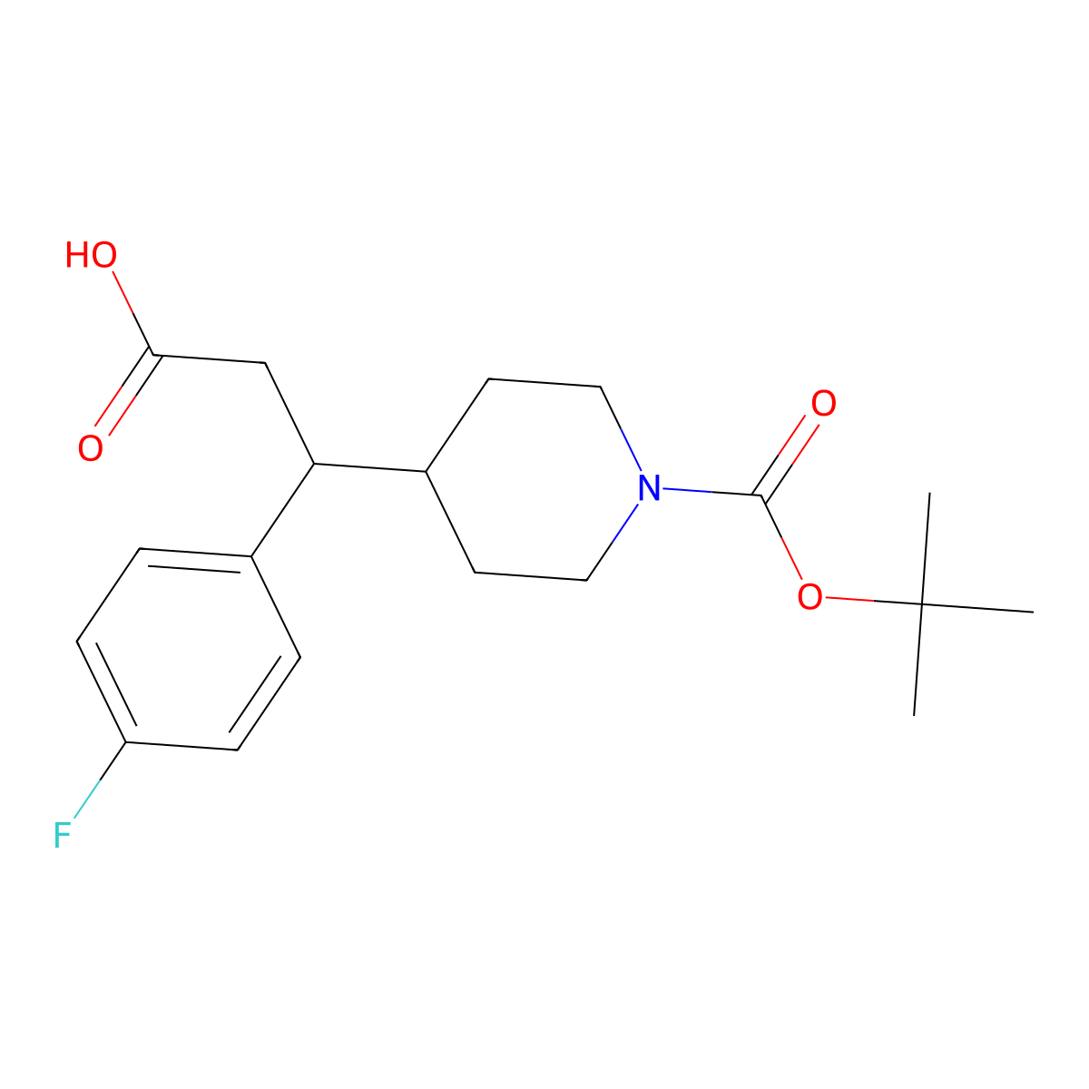 3-{1-[(Tert-butoxy)carbonyl]piperidin-4-yl}-3-(4-fluorophenyl)propanoic acid molecular structure, CAS 645378-25-2