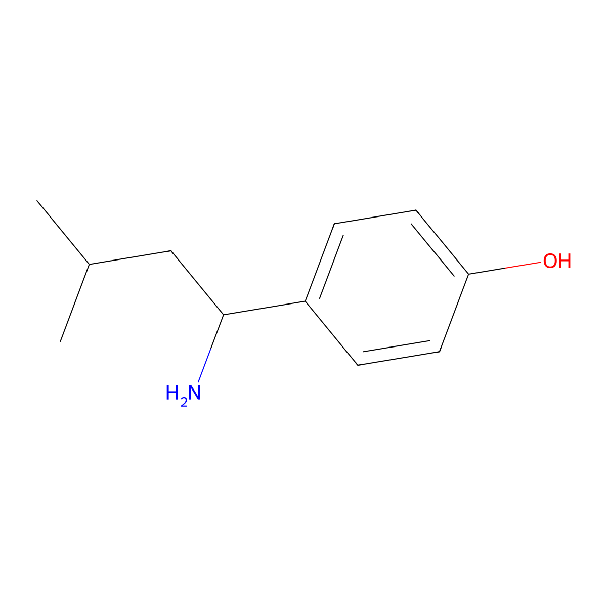 4-(1-Amino-3-methylbutyl)phenol molecular structure, CAS 645391-83-9