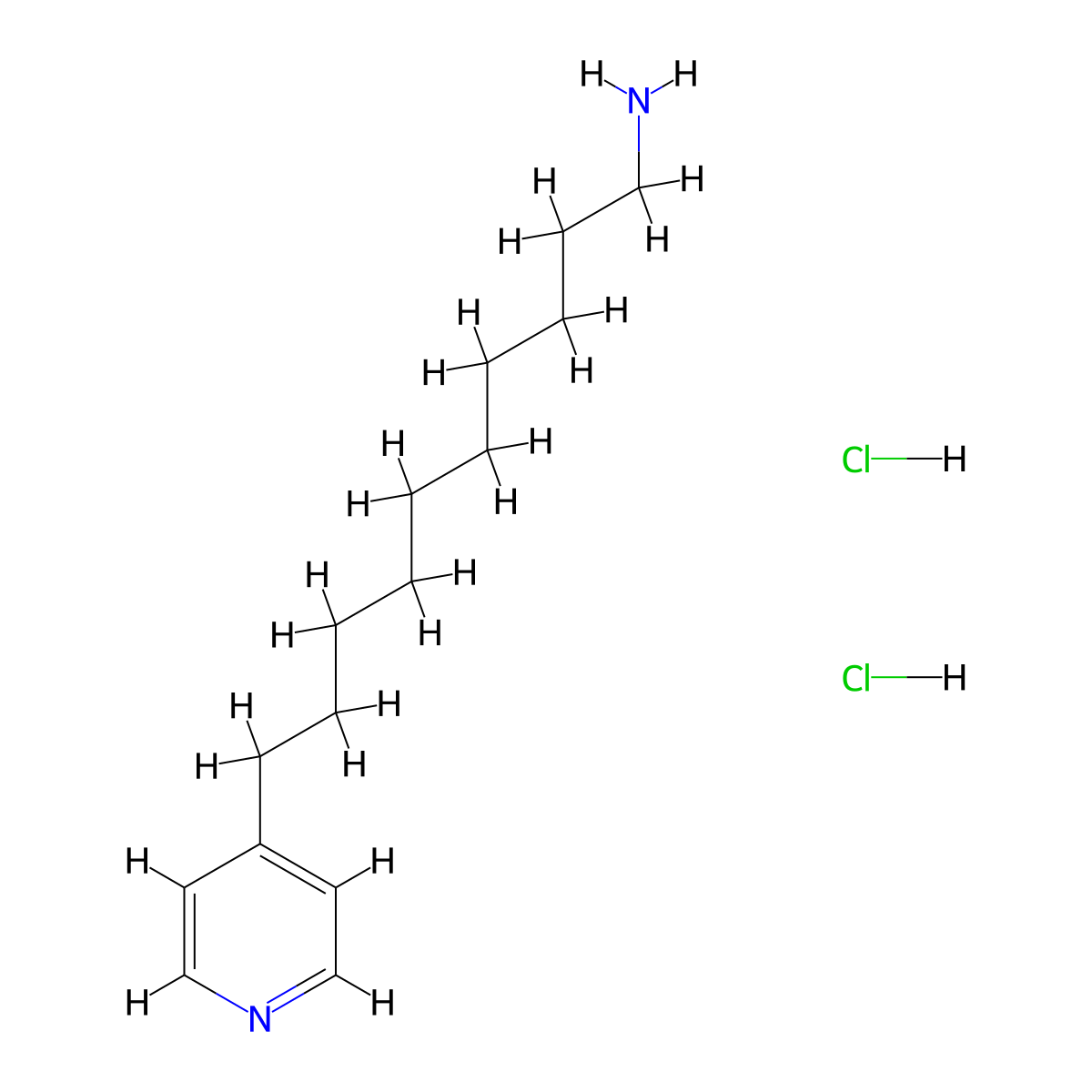 10-(Pyridin-4-yl)decan-1-amine dihydrochloride molecular structure, CAS 645392-93-4