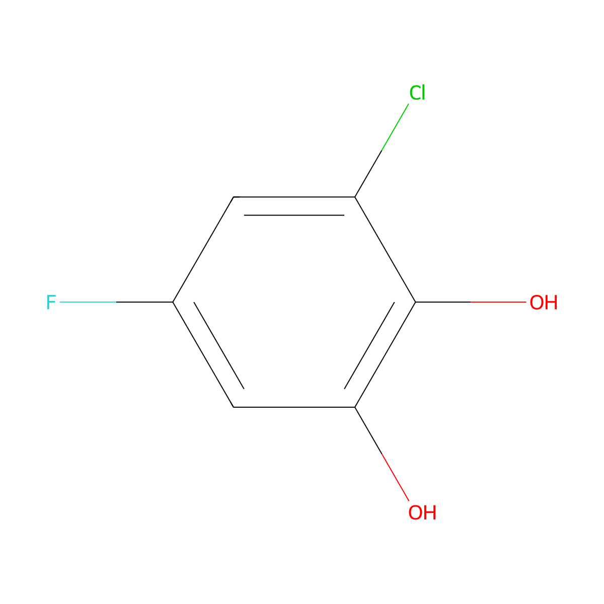 3-Chloro-5-fluorobenzene-1,2-diol molecular structure, CAS 645405-04-5
