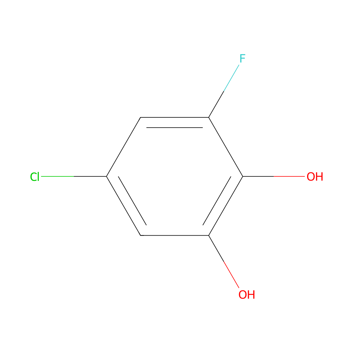 5-Chloro-3-fluorobenzene-1,2-diol molecular structure, CAS 645405-05-6
