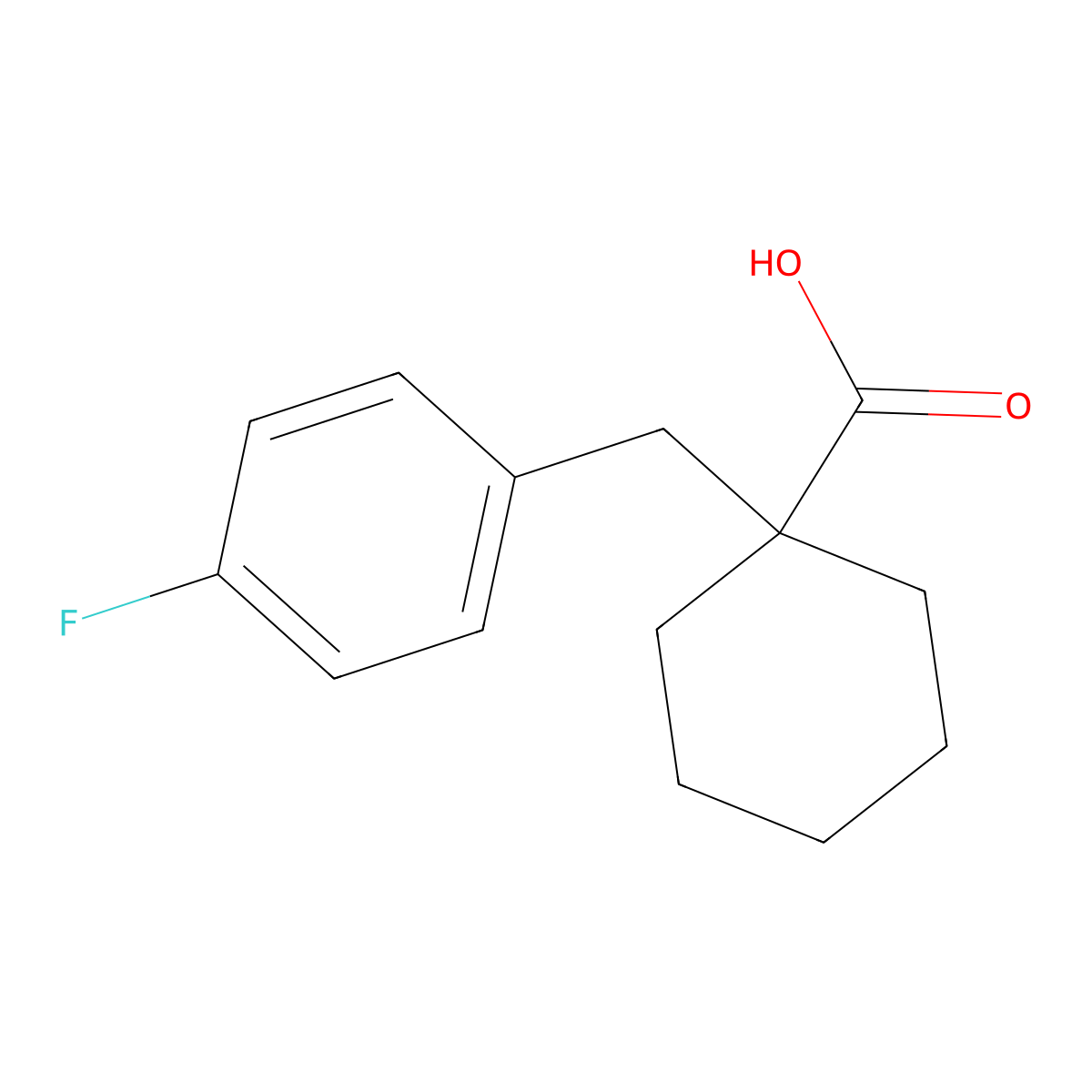 1-((4-Fluorophenyl)methyl)cyclohexane-1-carboxylic acid molecular structure, CAS 645408-41-9