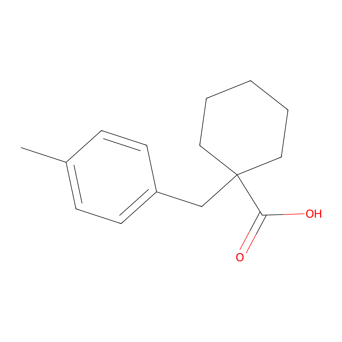 1-((4-Methylphenyl)methyl)cyclohexane-1-carboxylic acid molecular structure, CAS 645408-49-7