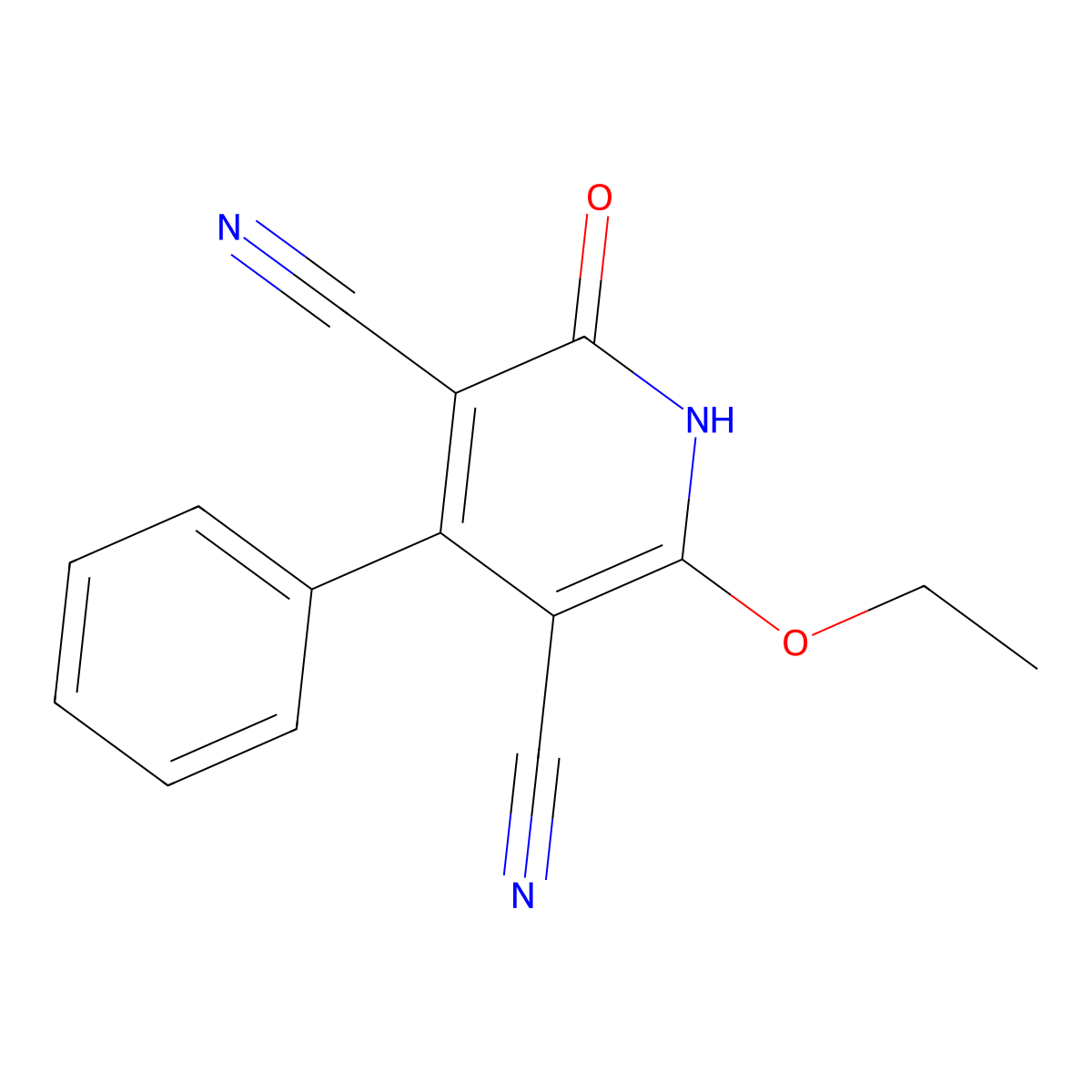 2-Ethoxy-6-hydroxy-4-phenyl-3,5-pyridinedicarbonitrile molecular structure, CAS 64541-19-1