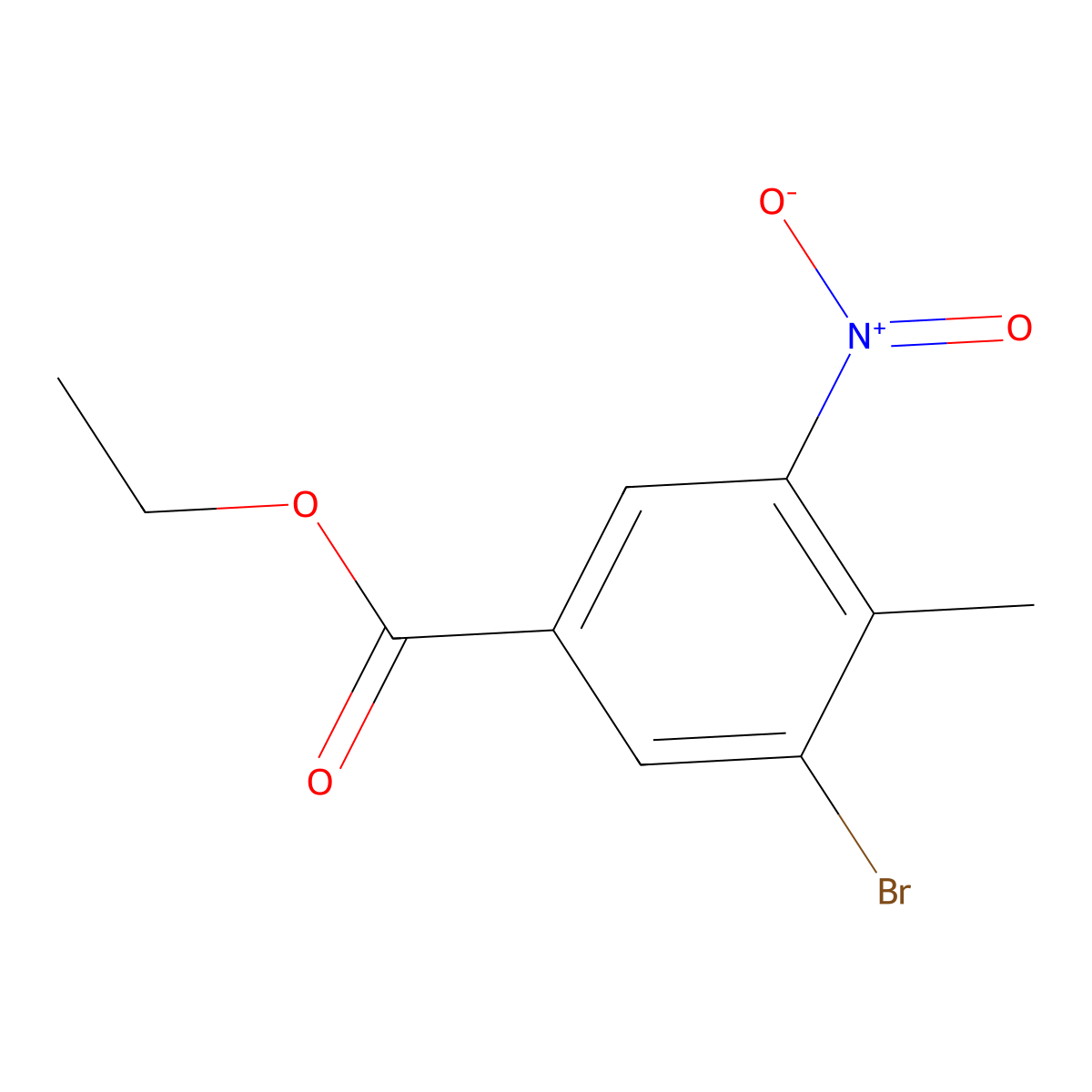 Ethyl 3-bromo-4-methyl-5-nitrobenzoate molecular structure, CAS 645410-03-3