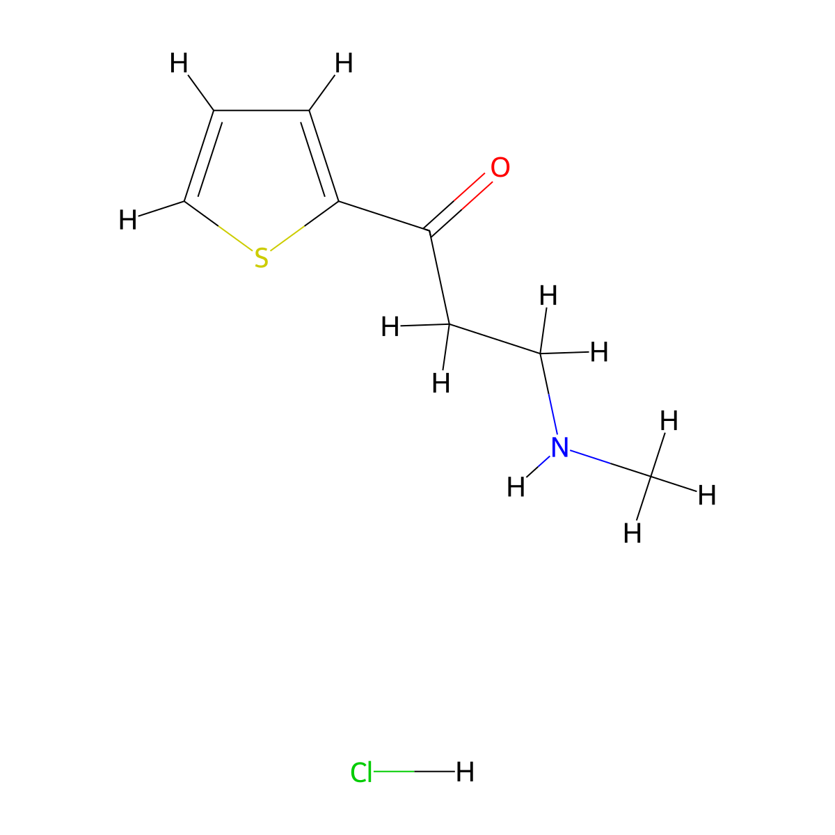 1-Propanone, 3-(methylamino)-1-(2-thienyl)-, hydrochloride (1:1) molecular structure, CAS 645411-16-1