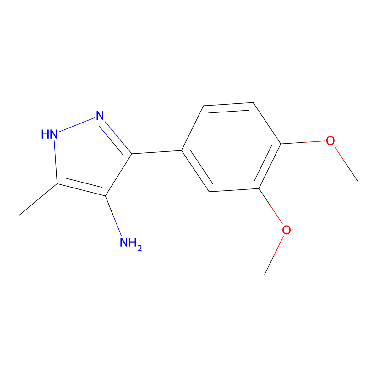 3-(3,4-Dimethoxyphenyl)-5-methyl-1H-pyrazol-4-amine molecular structure, CAS 645418-19-5