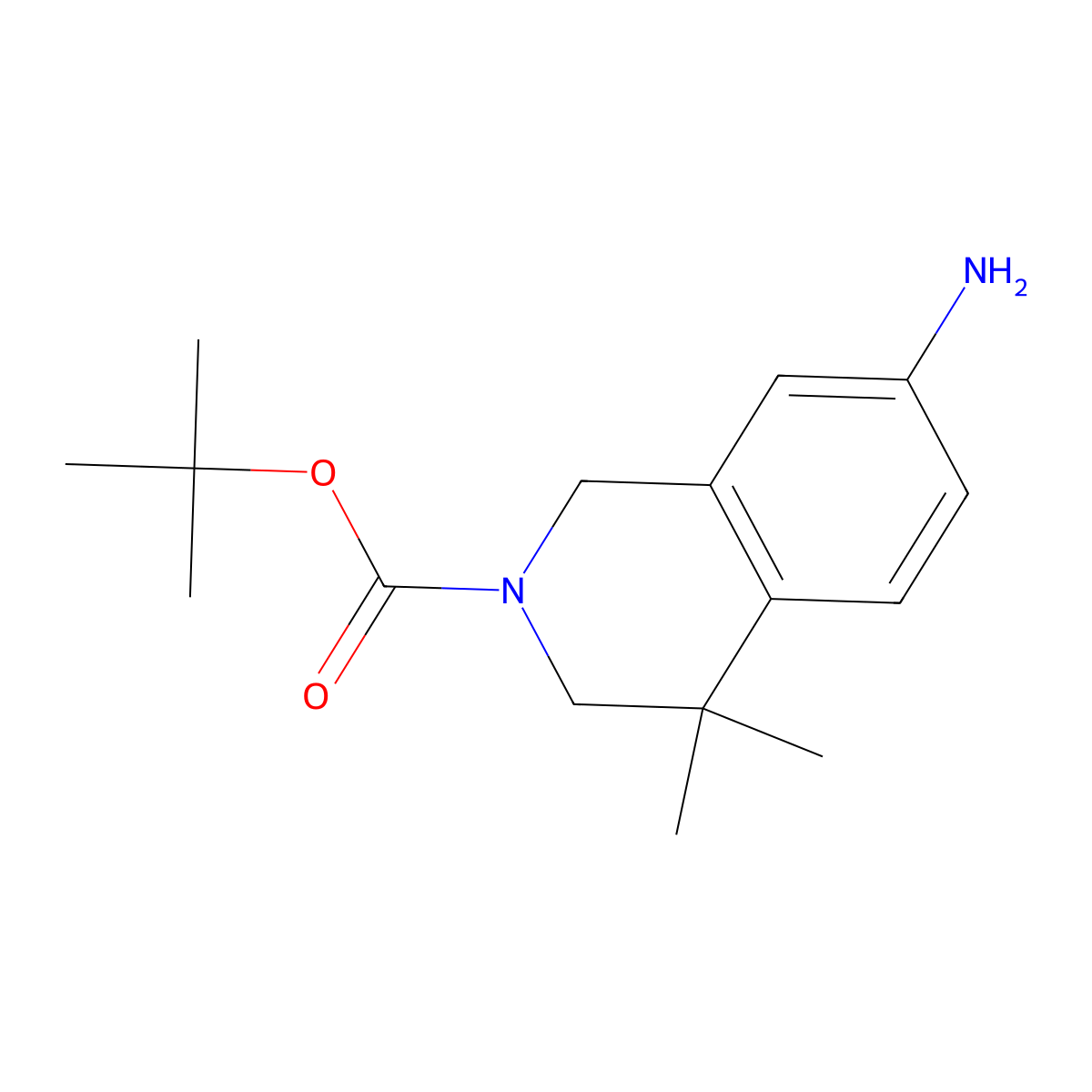 Tert-butyl 7-amino-4,4-dimethyl-3,4-dihydroisoquinoline-2(1H)-carboxylate molecular structure, CAS 645418-66-2