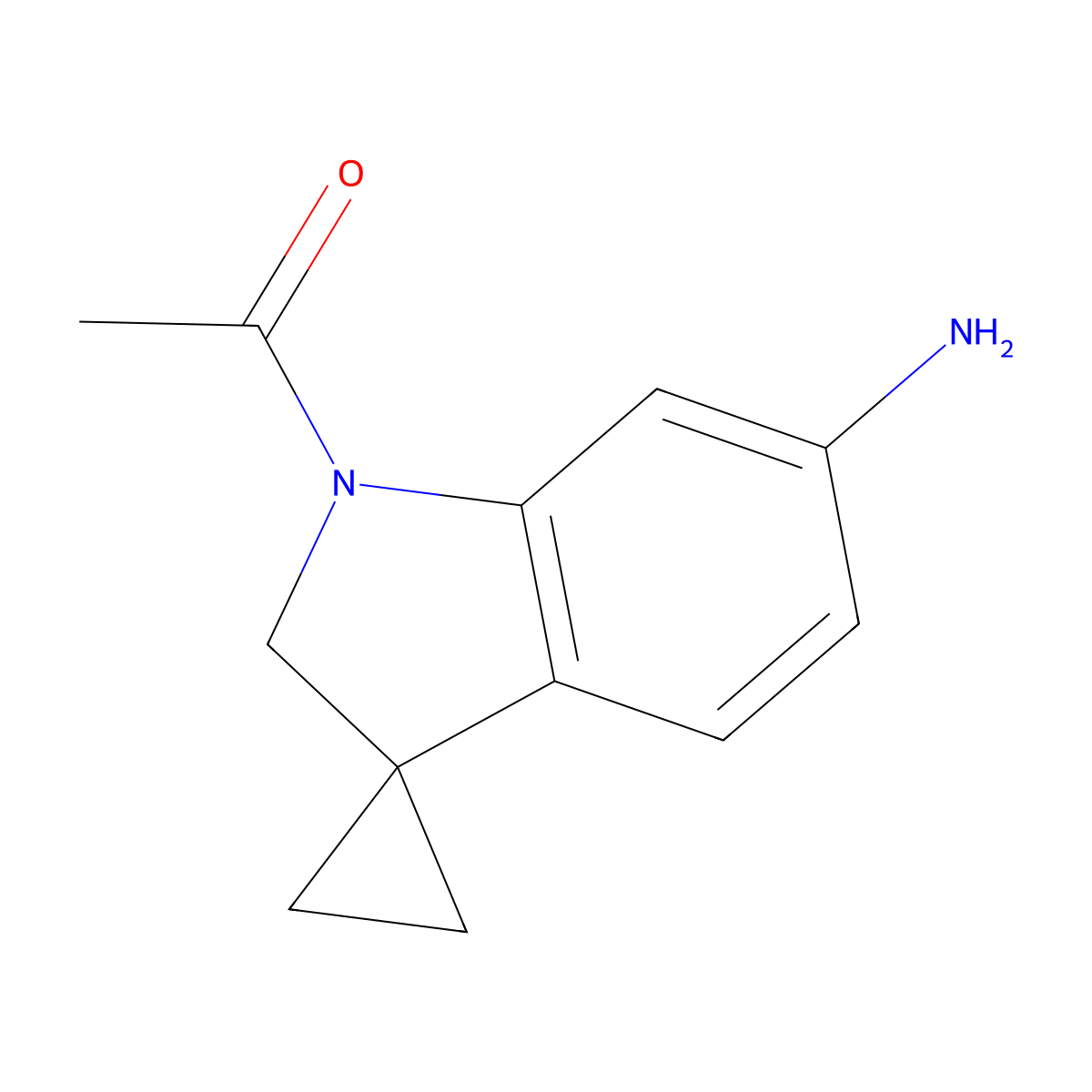 1-(6'-Aminospiro[cyclopropane-1,3'-indolin]-1'-yl)ethanone molecular structure, CAS 645419-13-2