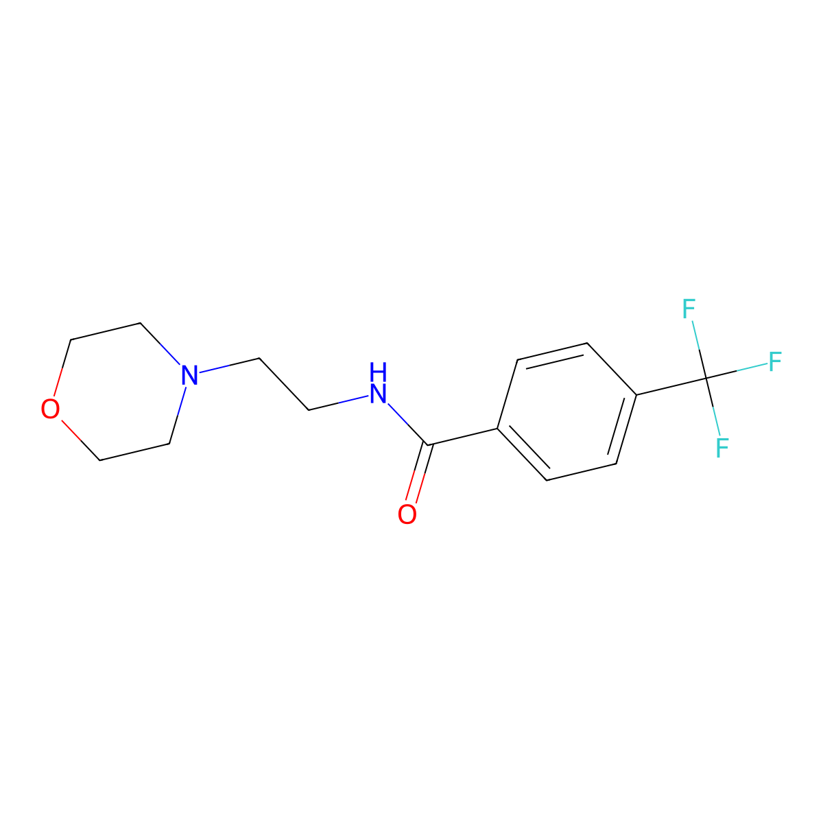 Benzamide, N-(2-(4-morpholinyl)ethyl)-4-(trifluoromethyl)- molecular structure, CAS 64544-16-7