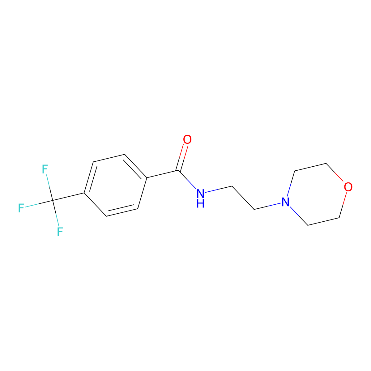 Benzamide, N-(2-(4-morpholinyl)ethyl)-4-(trifluoromethyl)- molecular structure, CAS 64544-16-7