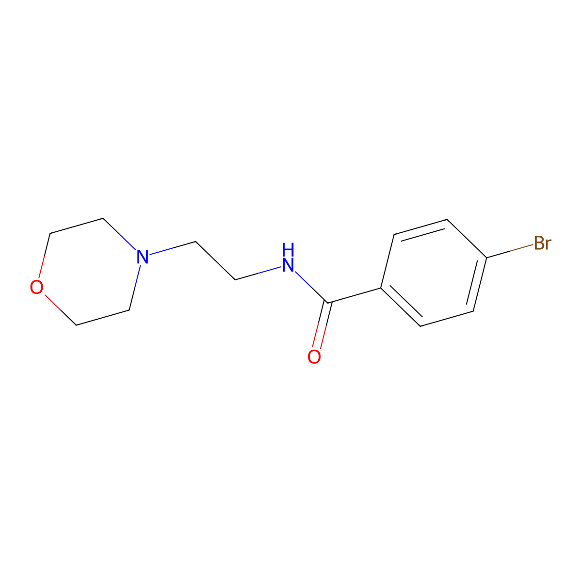Benzamide, 4-bromo-N-(2-(4-morpholinyl)ethyl)- molecular structure, CAS 64544-19-0