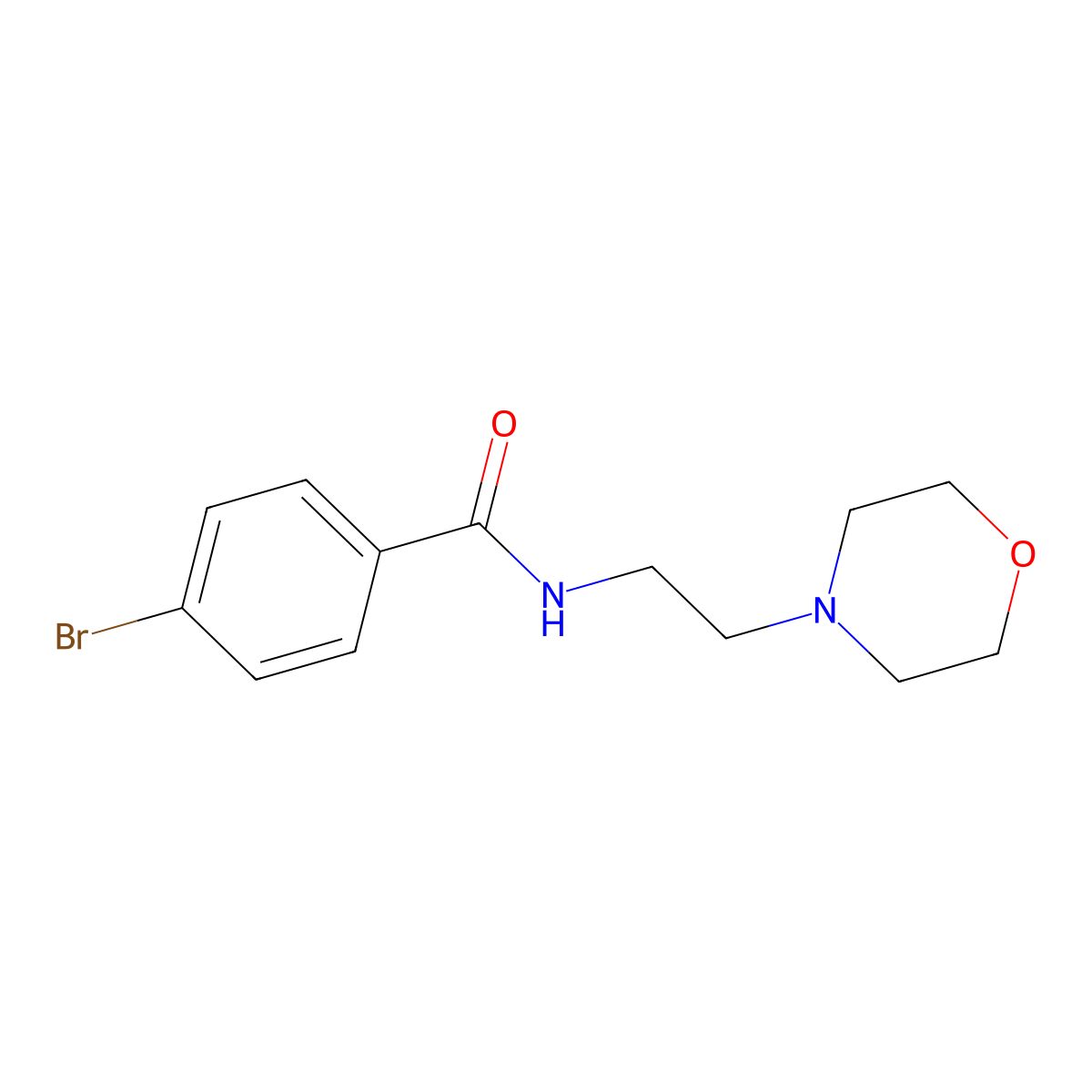Benzamide, 4-bromo-N-(2-(4-morpholinyl)ethyl)- molecular structure, CAS 64544-19-0