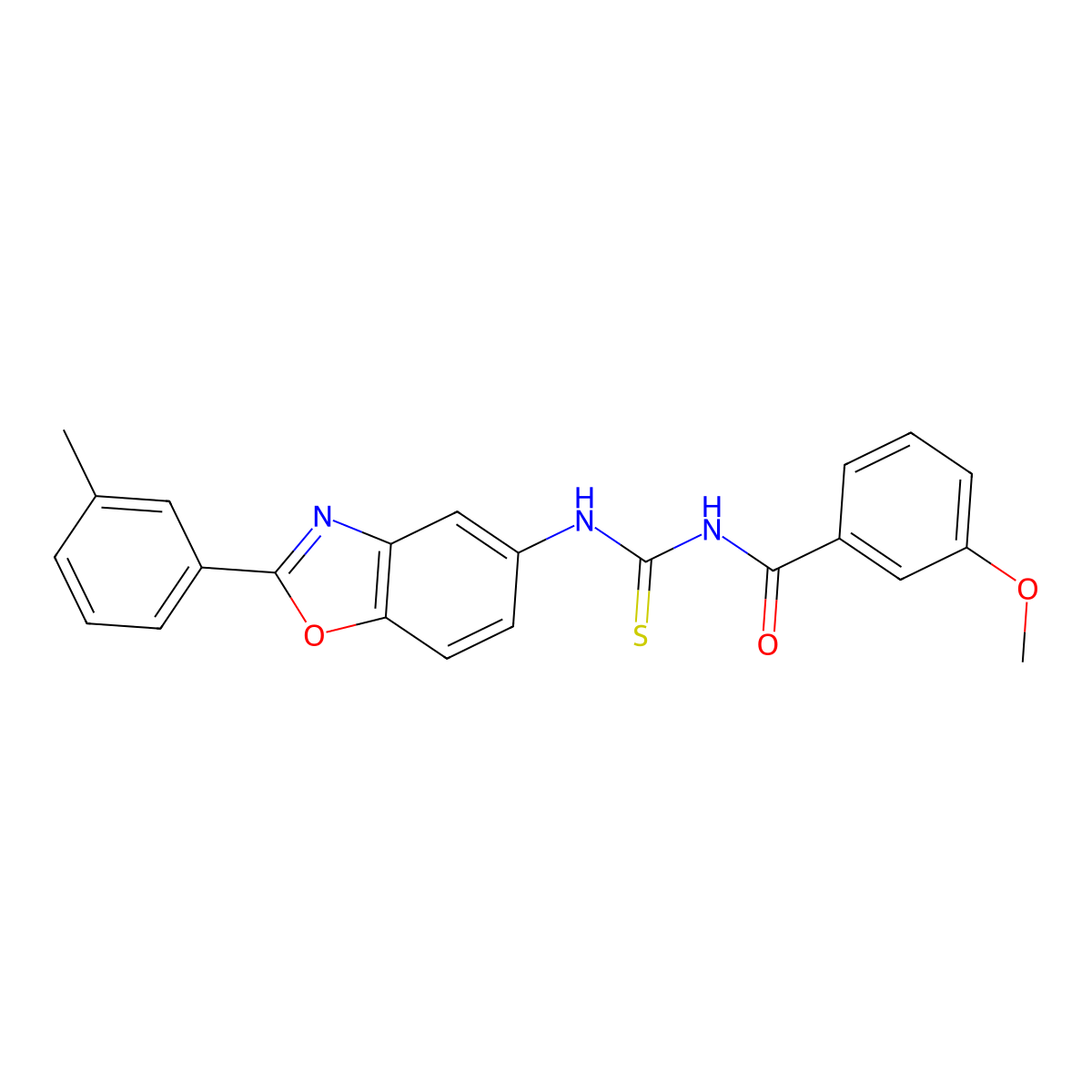 3-methoxy-N-[[2-(3-methylphenyl)-1,3-benzoxazol-5-yl]carbamothioyl]benzamide molecular structure, CAS 6455-33-0