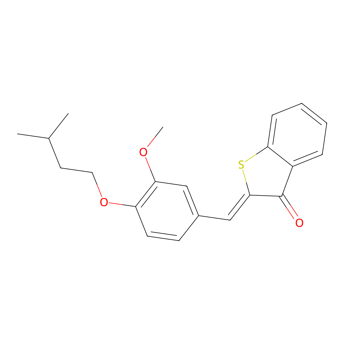 2-[[3-Methoxy-4-(3-methylbutoxy)phenyl]methylidene]-1-benzothiophen-3-one molecular structure, CAS 6455-53-4