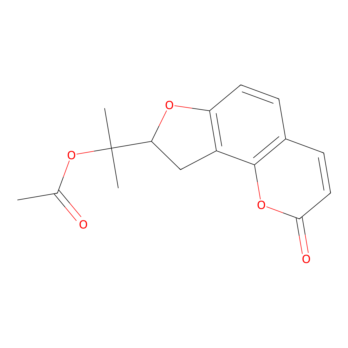 2-(2-Oxo-8,9-dihydrofuro[2,3-h]chromen-8-yl)propan-2-yl acetate molecular structure, CAS 64551-50-4