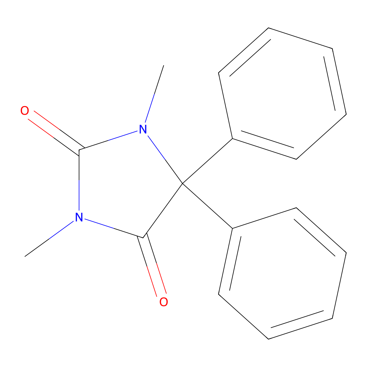 1,3-Dimethyl-5,5-diphenylimidazolidine-2,4-dione molecular structure, CAS 6456-01-5