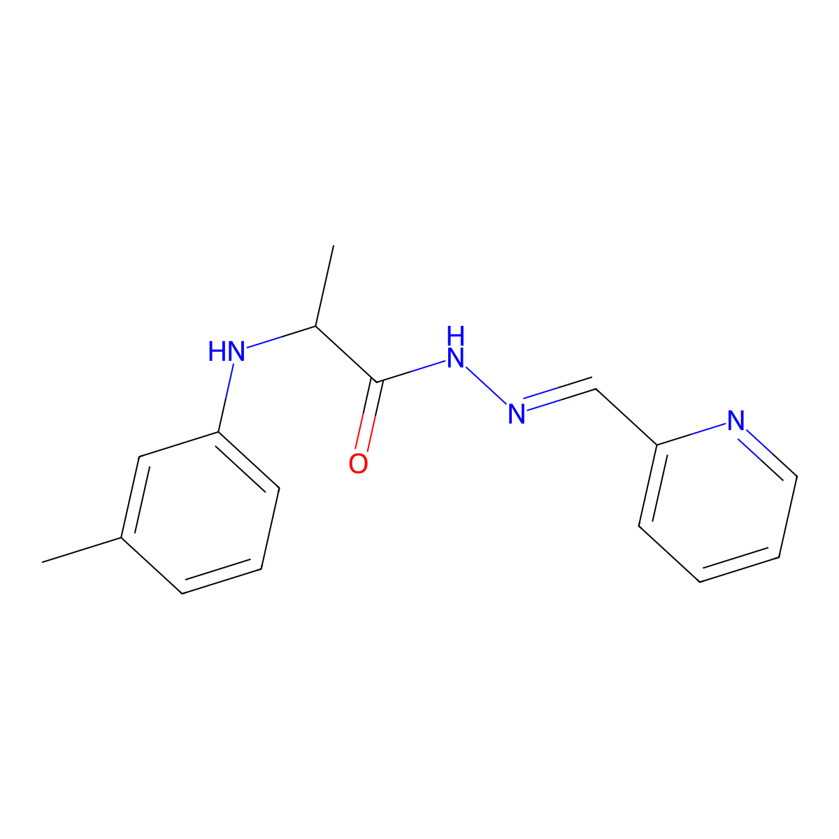 2-(3-methylanilino)-N-(pyridin-2-ylmethylideneamino)propanamide molecular structure, CAS 6456-38-8