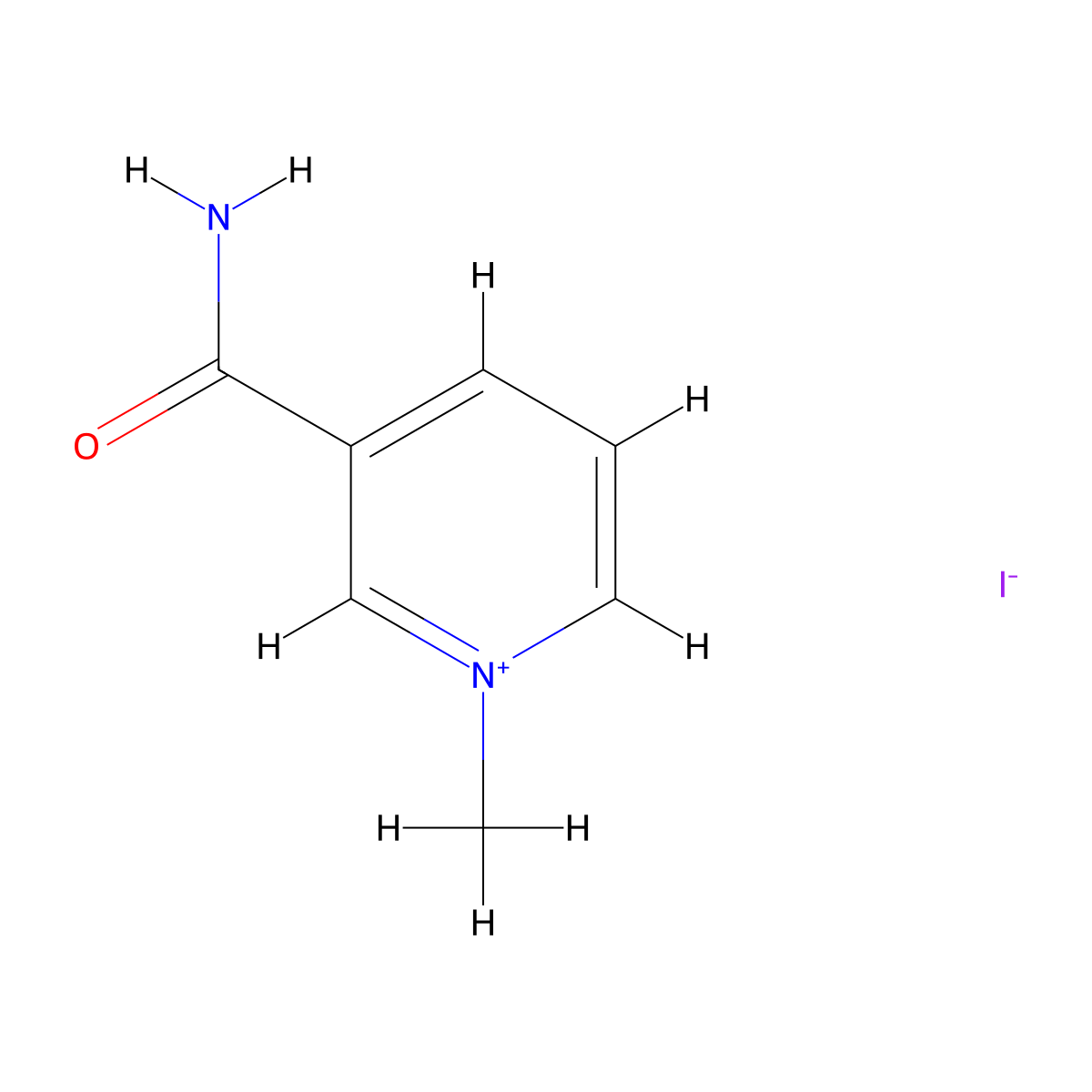 Pyridinium, 3-(aminocarbonyl)-1-methyl-, iodide (1:1) molecular structure, CAS 6456-44-6