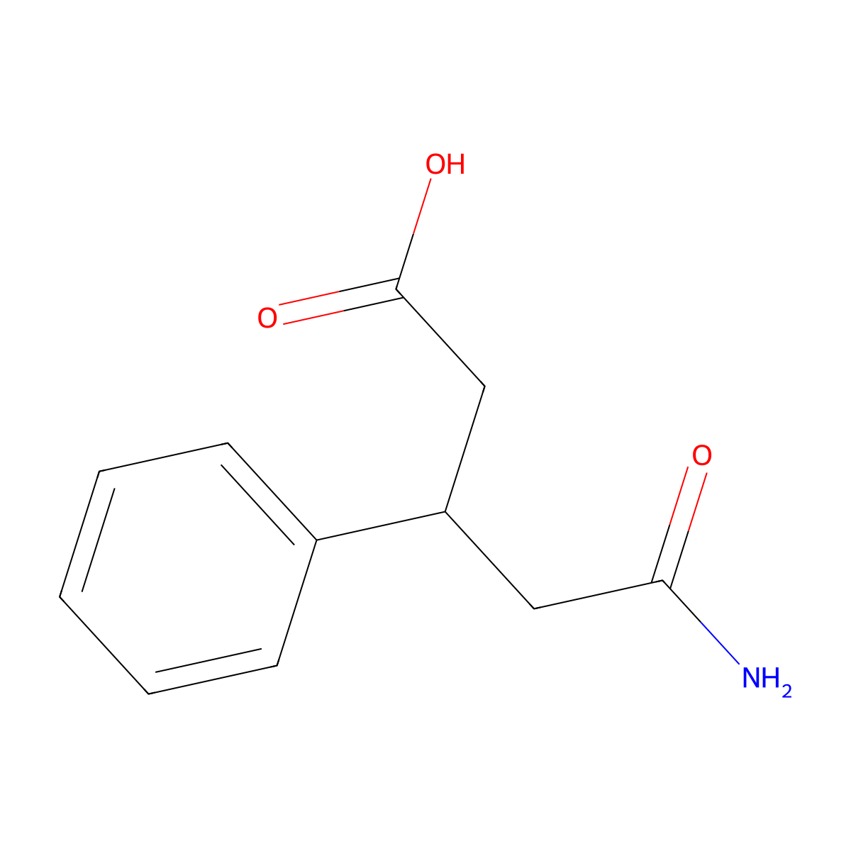 5-Amino-5-oxo-3-phenylpentanoic acid molecular structure, CAS 6456-86-6