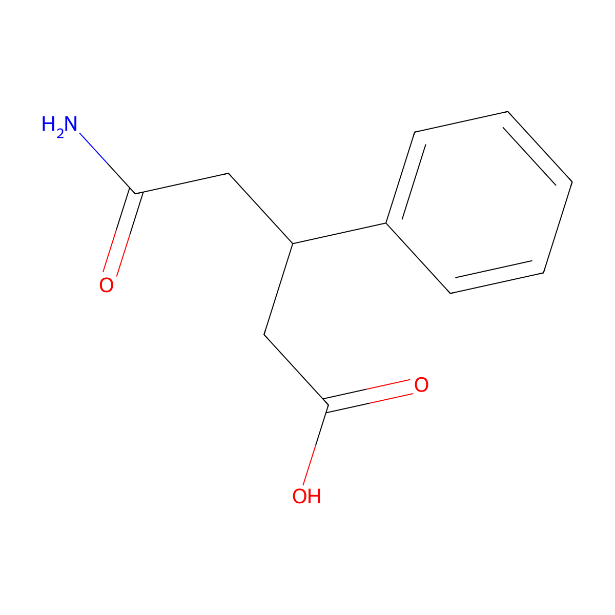 5-Amino-5-oxo-3-phenylpentanoic acid molecular structure, CAS 6456-86-6