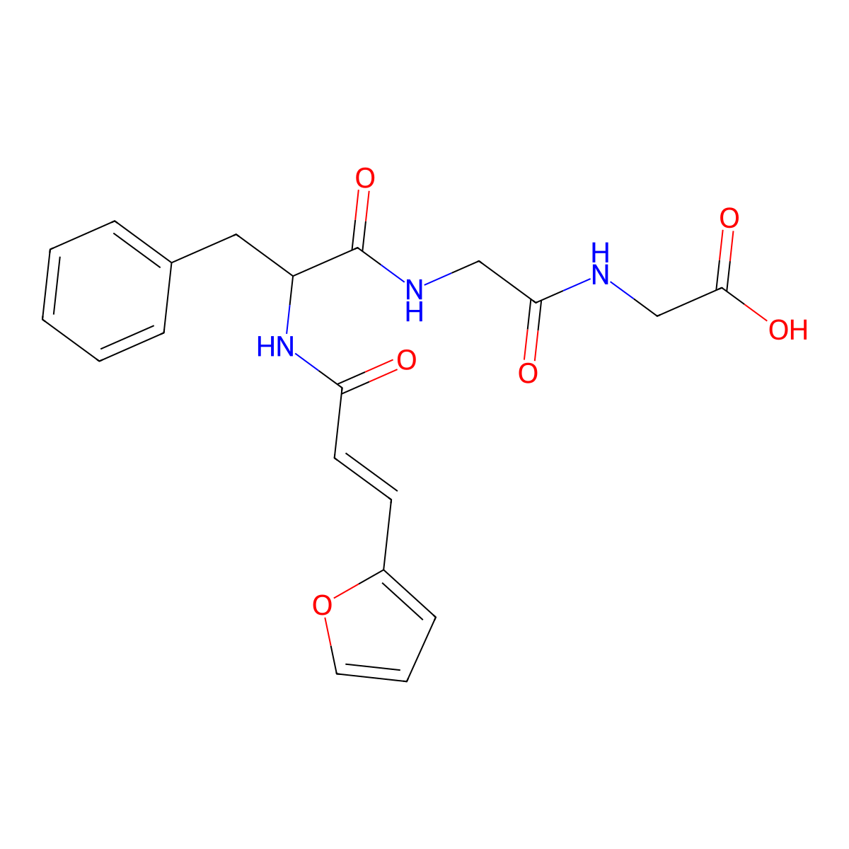 2-Furanacryloyl-phenylalanyl-glycyl-glycine molecular structure, CAS 64566-61-6