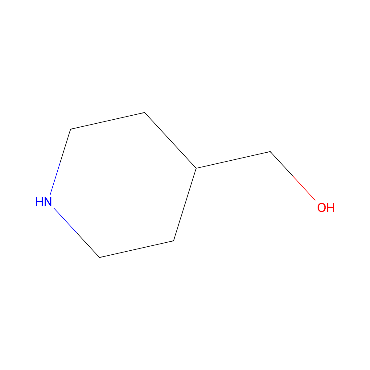 4-Piperidinemethanol molecular structure, CAS 6457-49-4