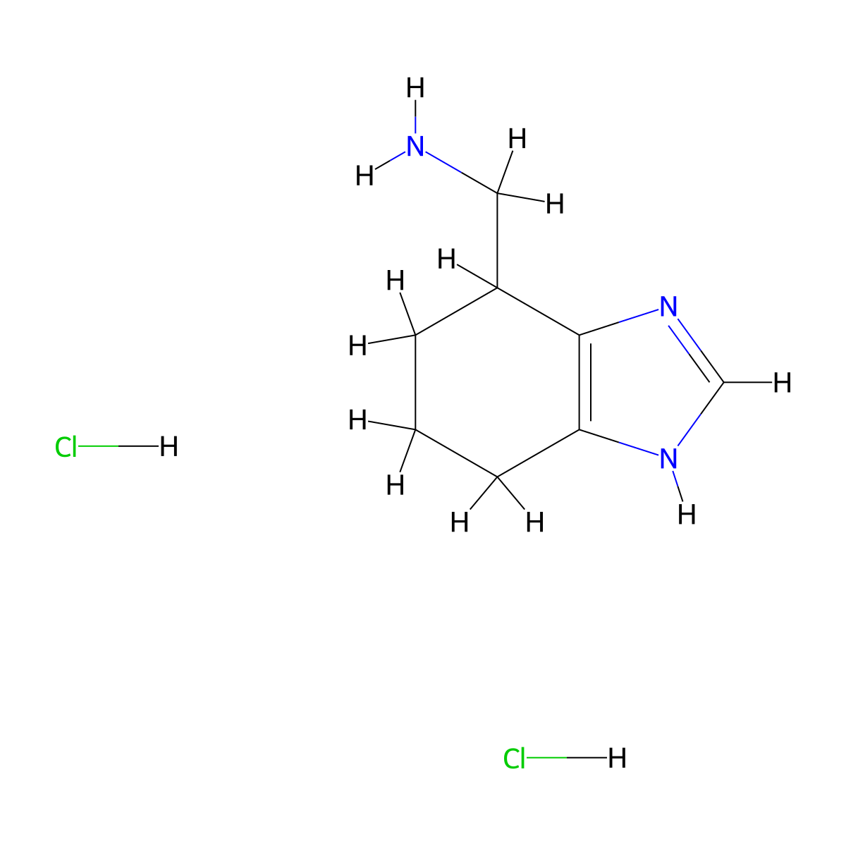 1-(4,5,6,7-tetrahydro-1H-1,3-benzodiazol-4-yl)methanamine dihydrochloride molecular structure, CAS 64574-26-1