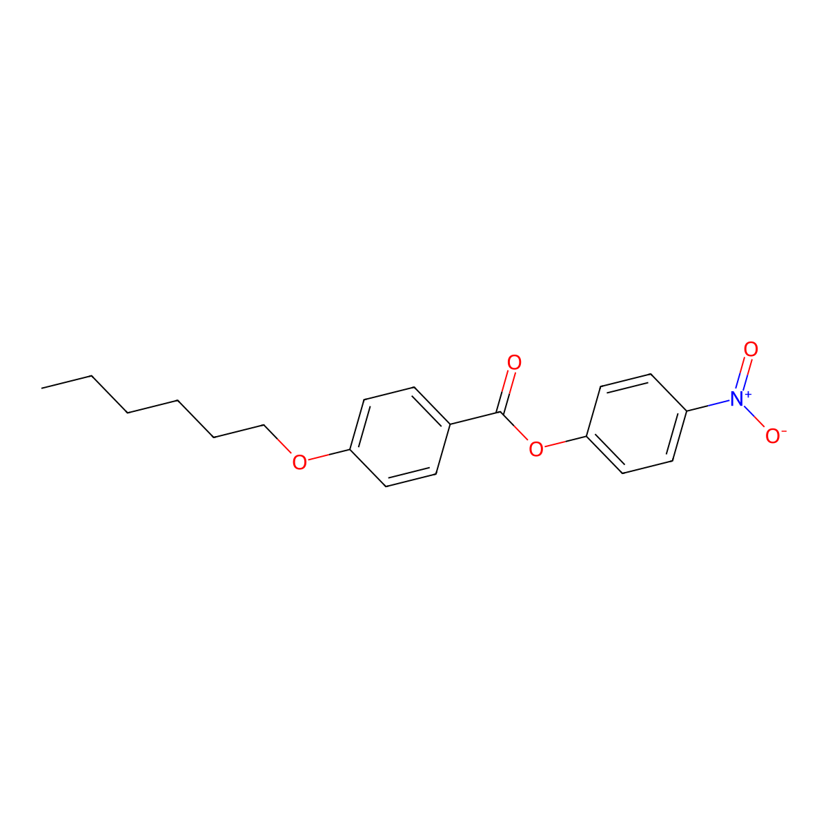 4-Nitrophenyl 4-(hexyloxy)benzoate molecular structure, CAS 64581-07-3
