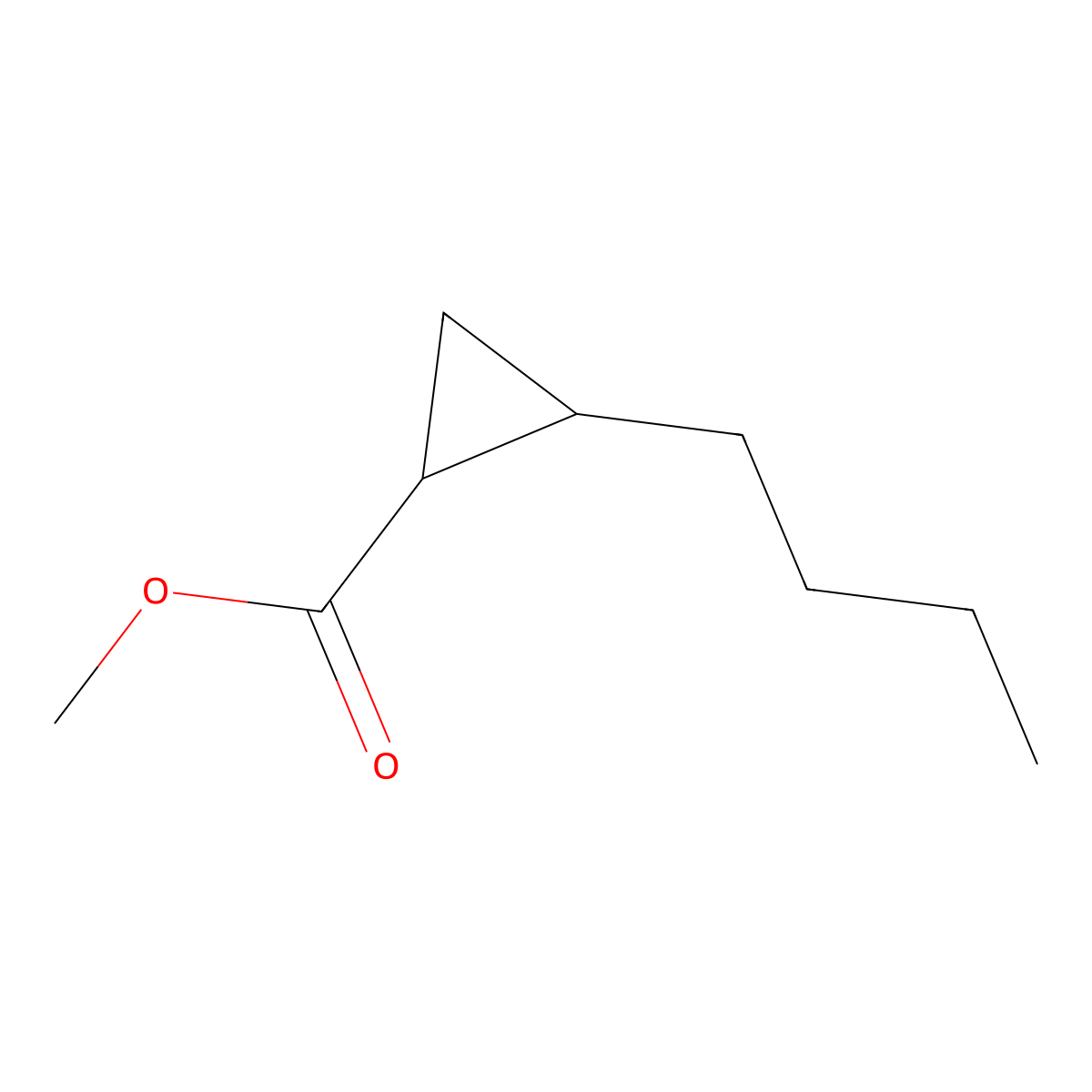 Methyl 2-butylcyclopropane-1-carboxylate molecular structure, CAS 64583-94-4
